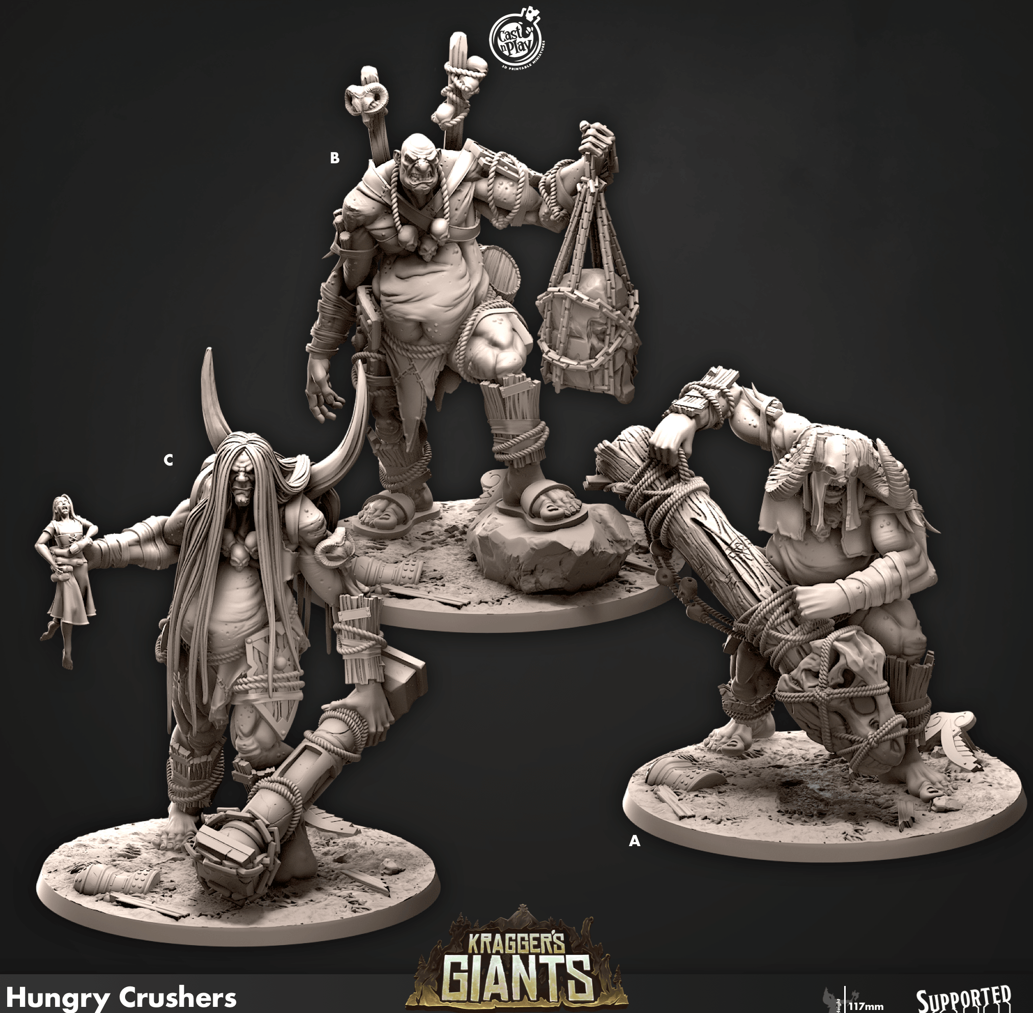 3D Printed Cast n Play Hungry Crushers Kragger's Giants Set 28mm 32mm D&D
