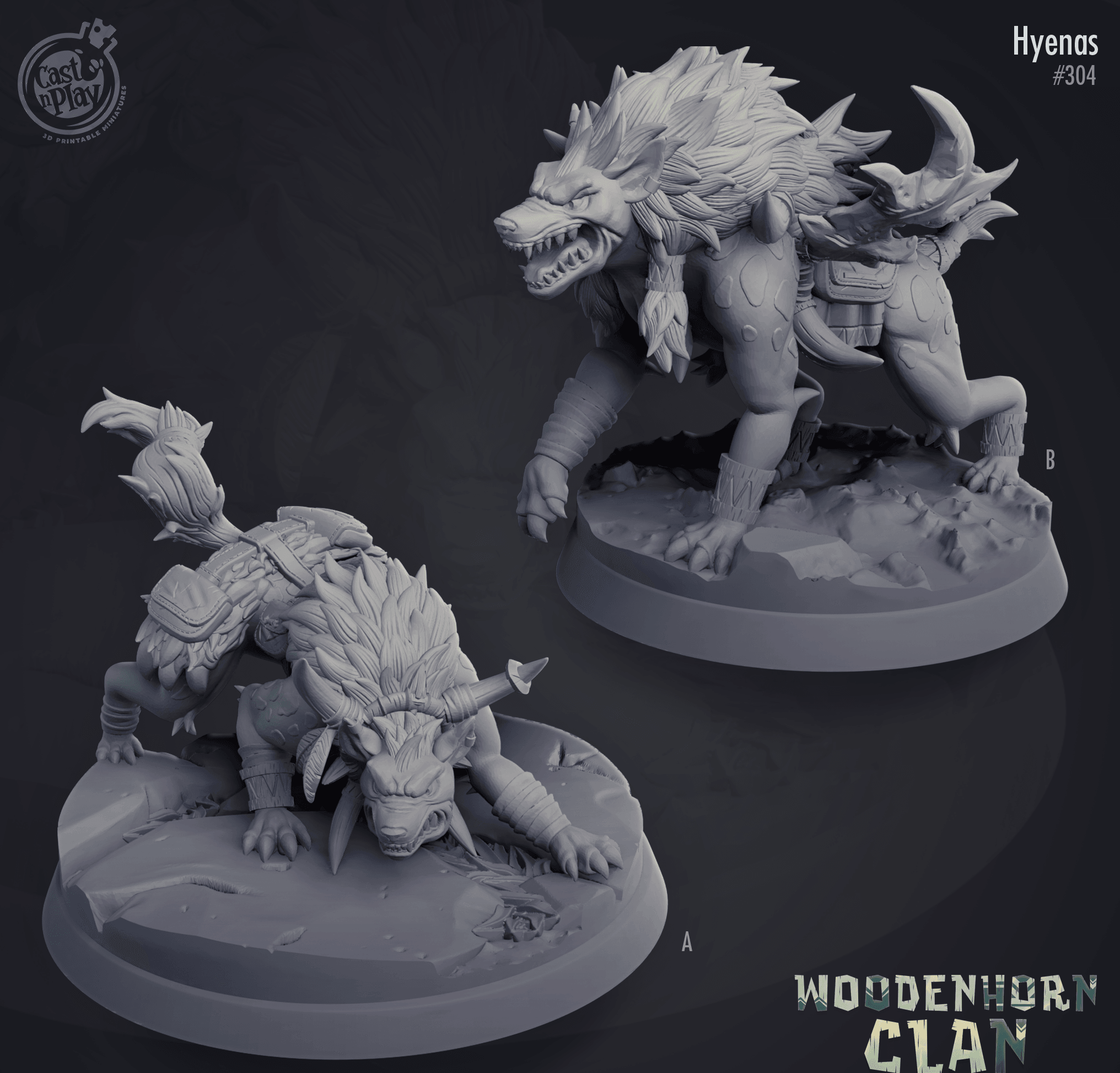 3D Printed Cast n Play Hyenas Woodenhorn Clan 28mm 32mm D&D