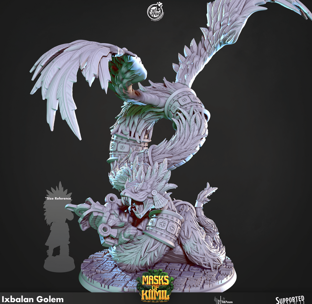 3D Printed Cast n Play Ix Ikal, Serpent God Masks of Kiimil 28 32mm D&D