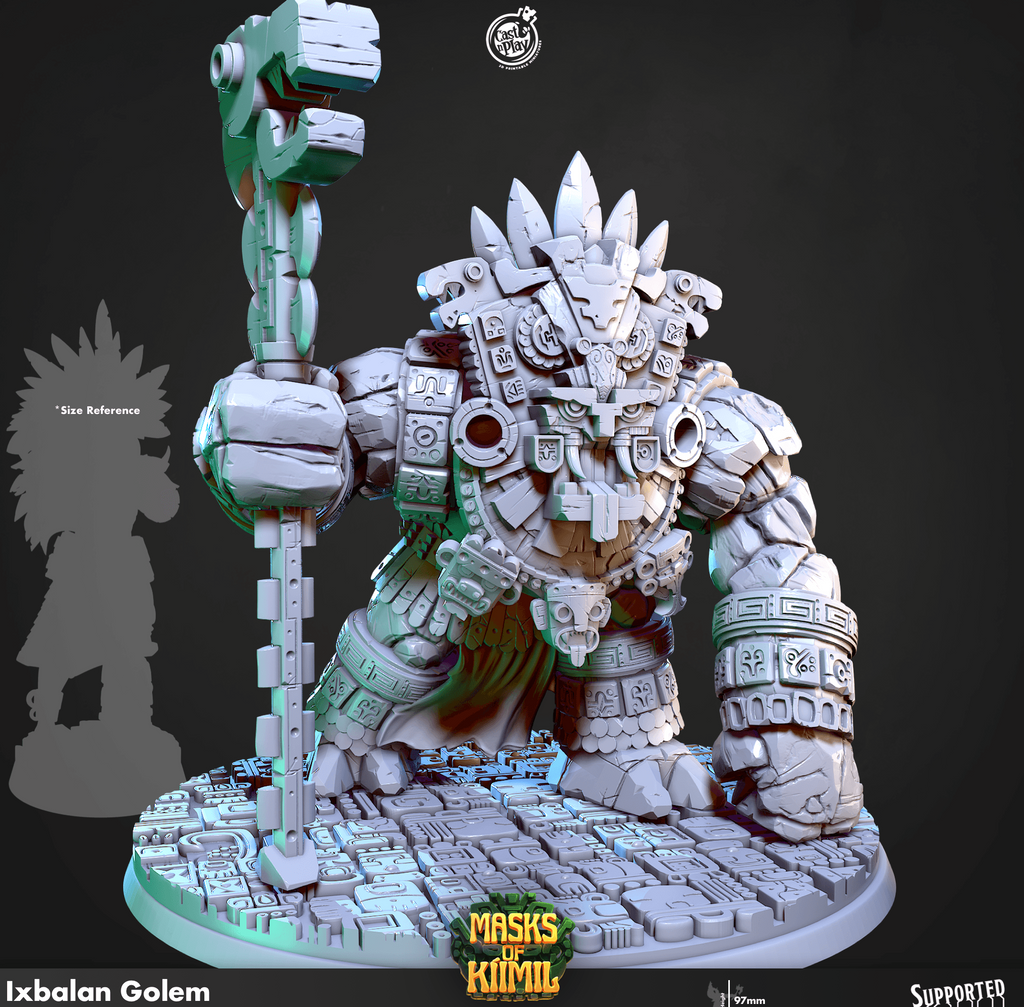 3D Printed Cast n Play Ixbalan Golem Masks of Kiimil 28 32mm D&D