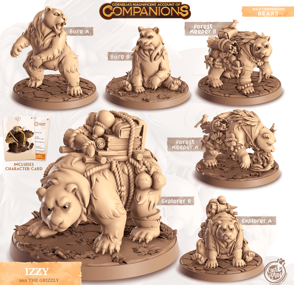 3D Printed Cast n Play Izzy - The Grizzly Bear Companions 28mm 32mm D&D