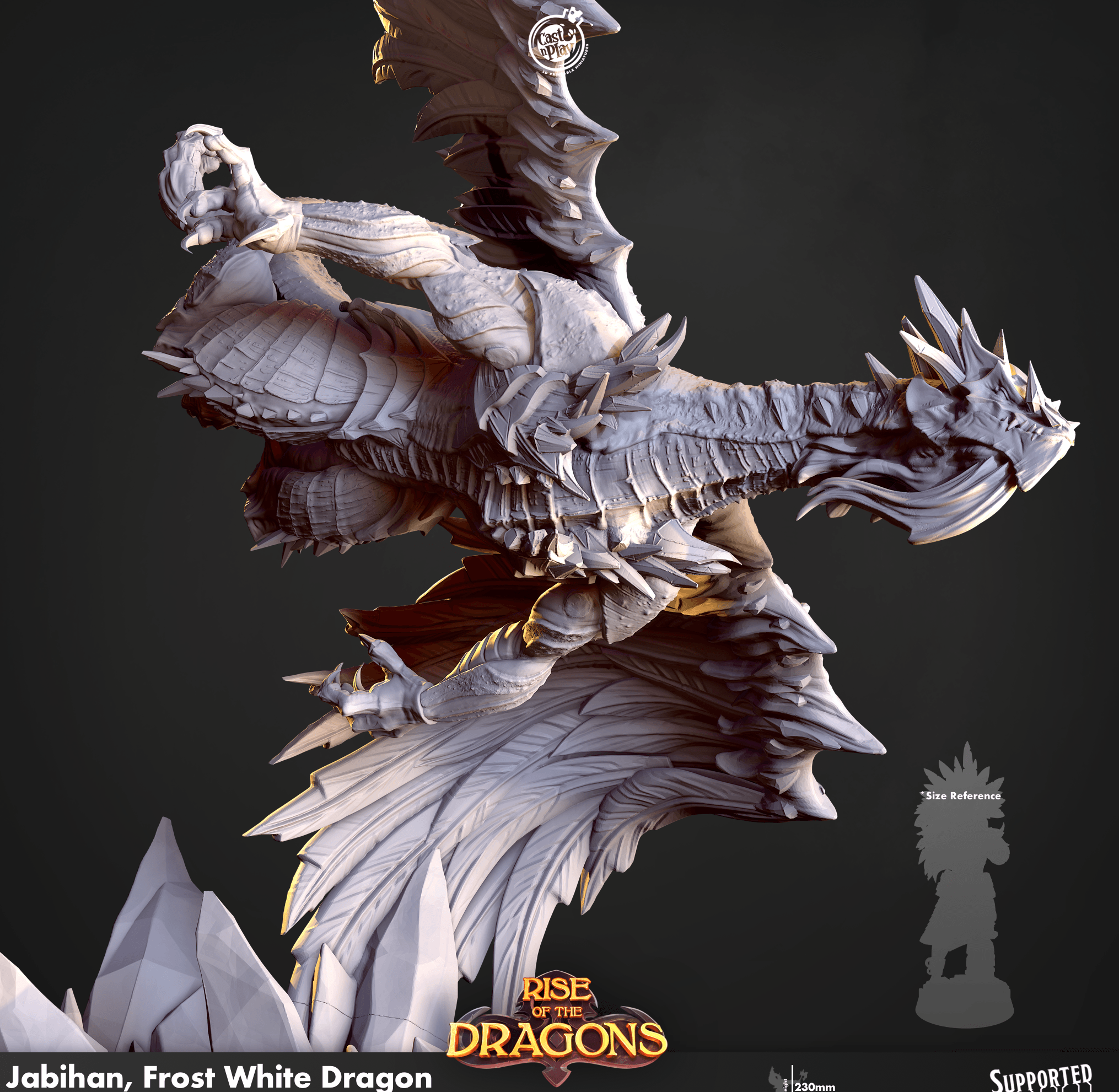 3D Printed Cast n Play Jabihan Frost White Dragon Rise of the Dragons 28 32mm D&D