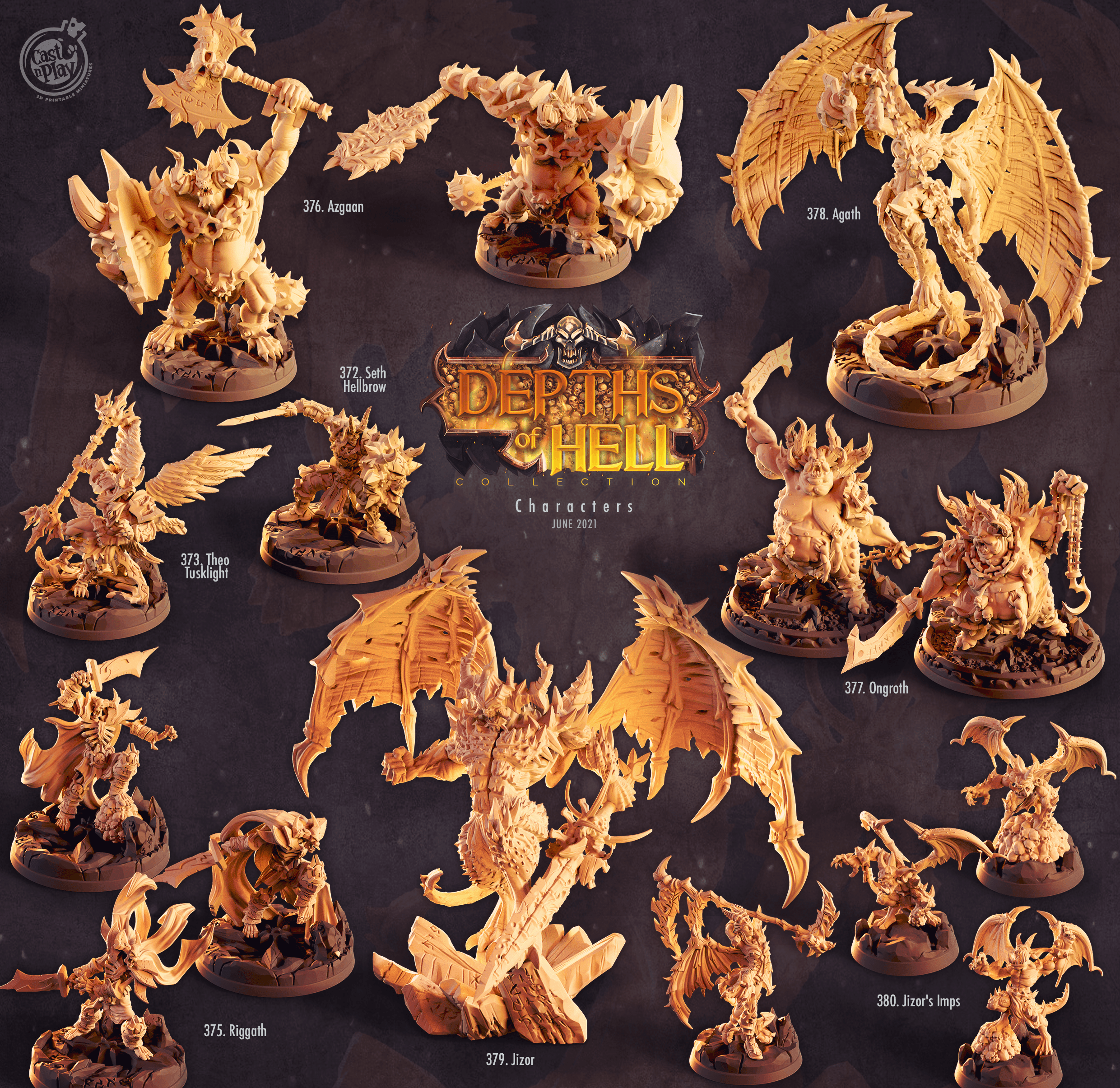 3D Printed Cast n Play Jizor Depths of Hell 28 32mm D&D