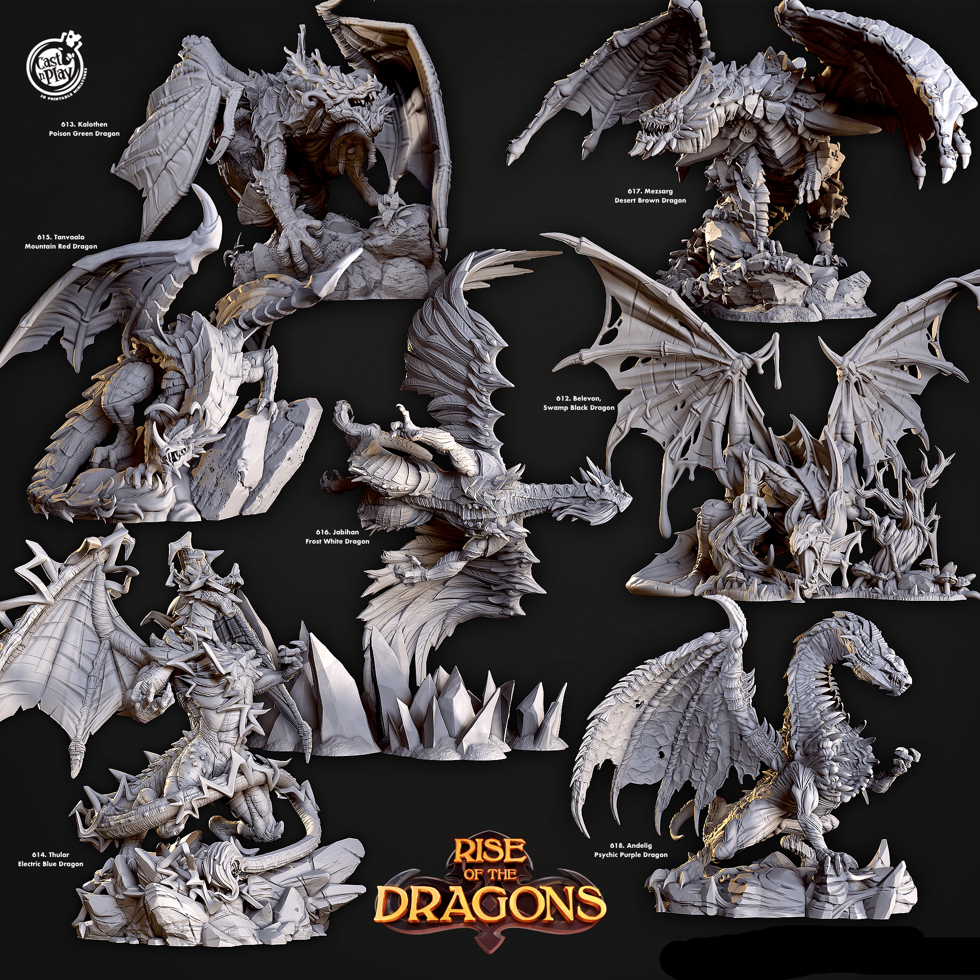 3D Printed Cast n Play Kalothen Poison Green Dragon Rise of the Dragons 28 32mm D&D