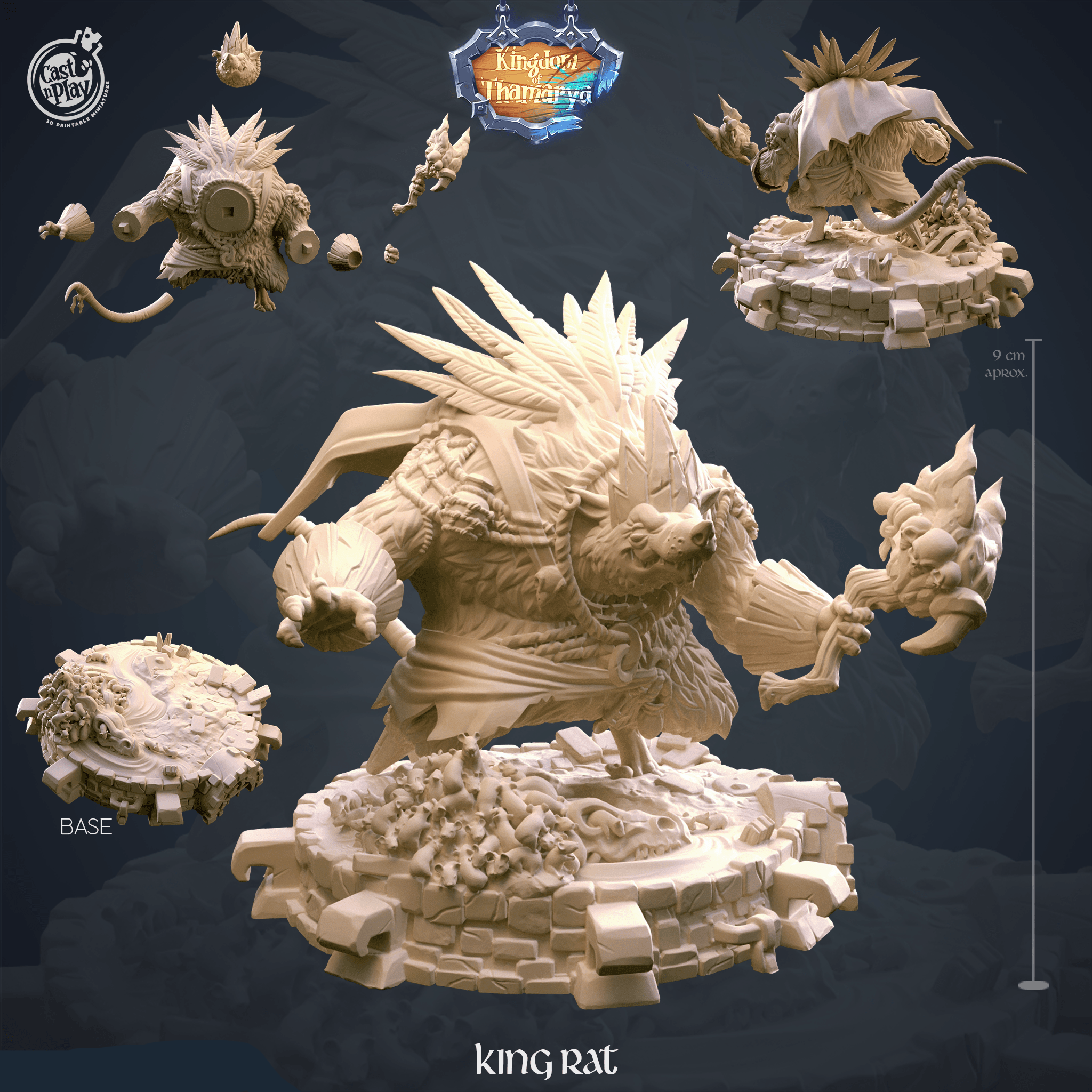 3D Printed Cast n Play King Rat Kingdom Of Thamarya 28mm 32mm D&D