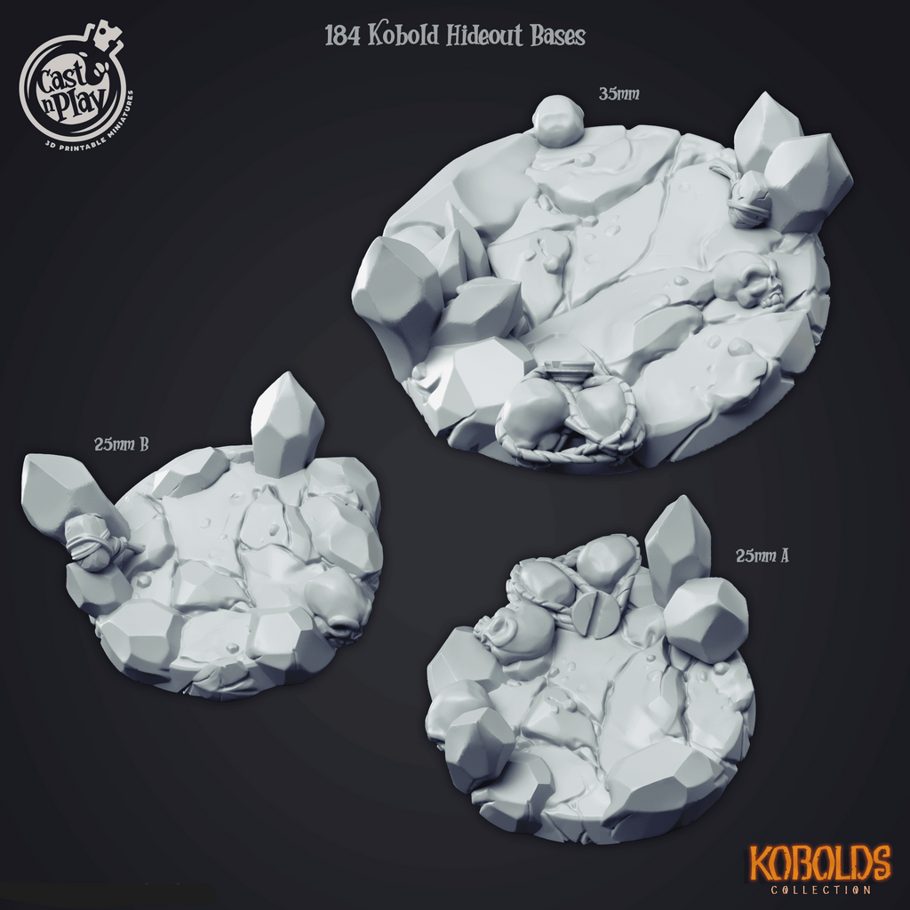 3D Printed Cast n Play Kobold Bases- Kobolds Collection 28mm 32mm D&D