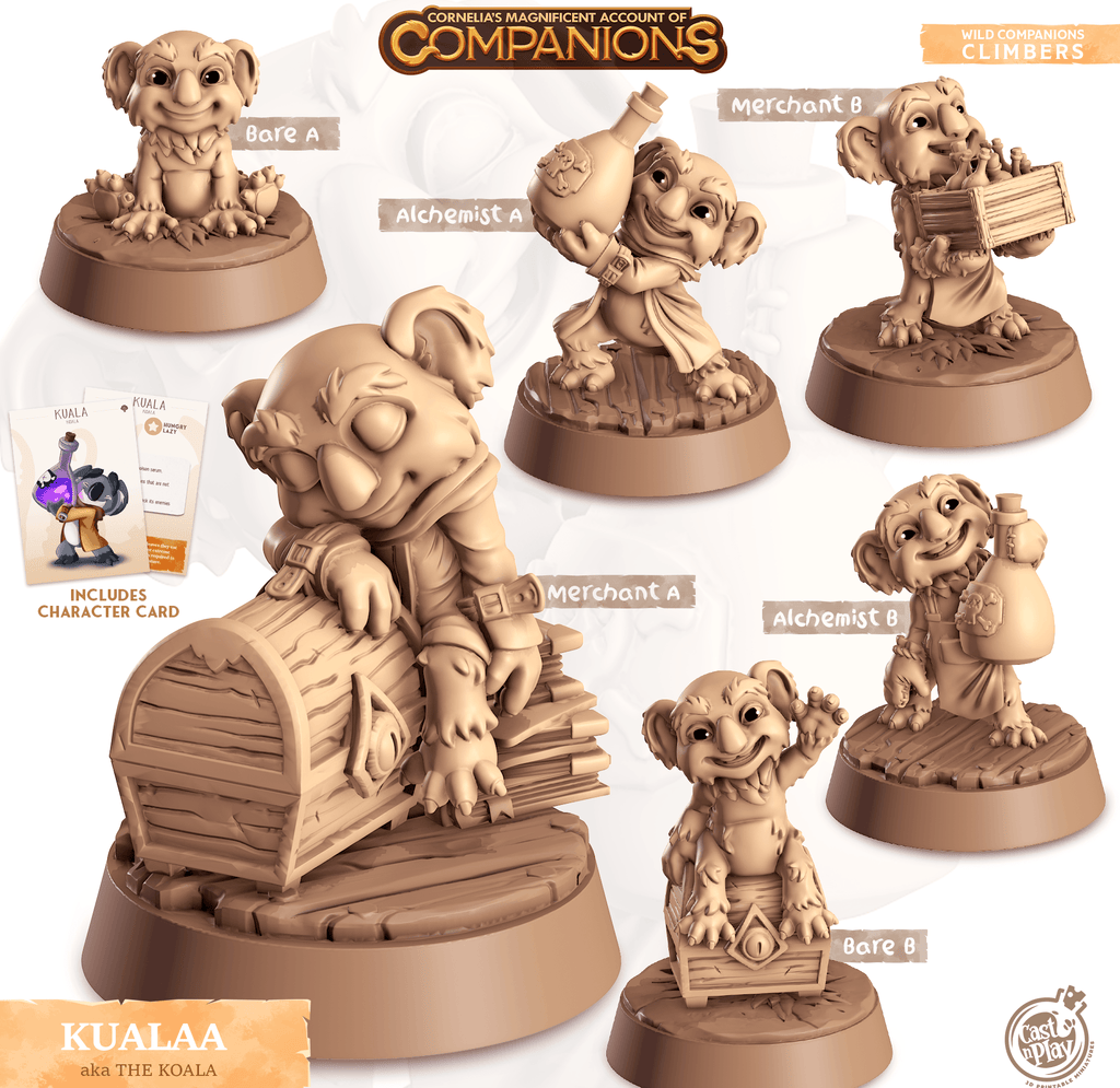 3D Printed Cast n Play Kualaa - Koala Companions 28mm 32mm D&D