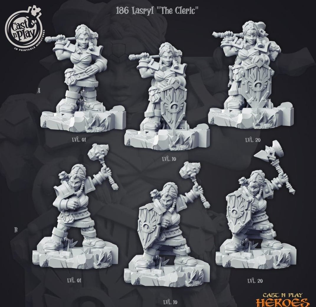 3D Printed Cast n Play Lasryl the Cleric Heroes Vol. 1 28mm 32mm D&D