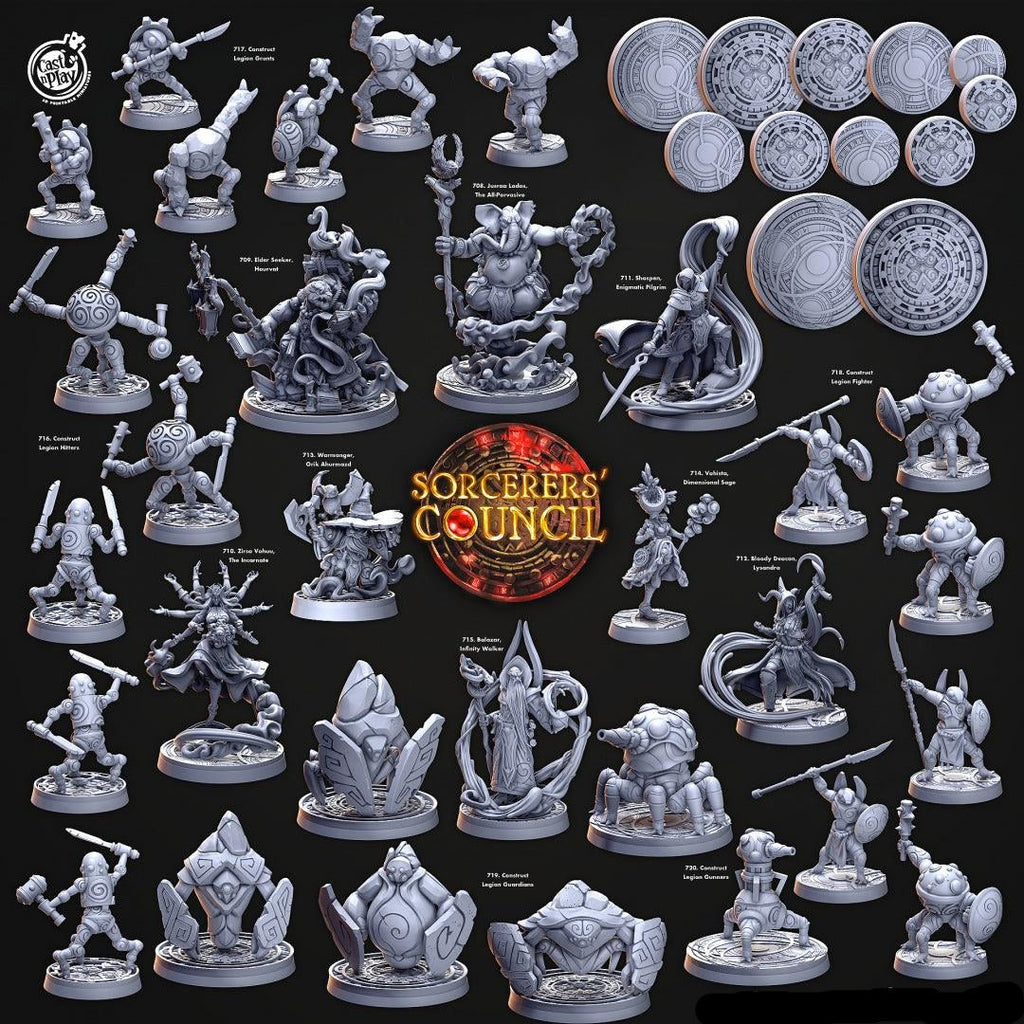 3D Printed Cast n Play Legion Bases Sorcerers Council Set 28mm 32mm D&D