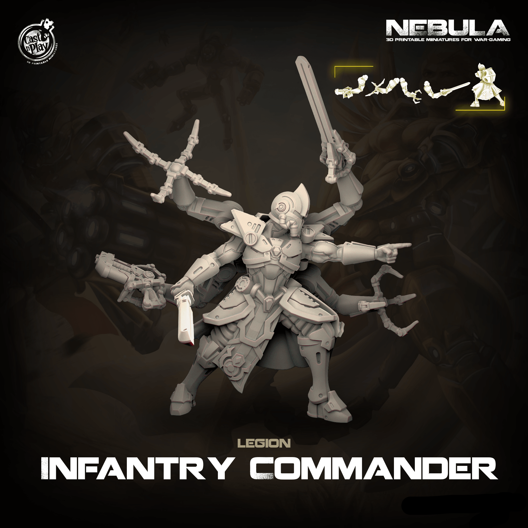 3D Printed Cast n Play Legion Infantry Commander Nebula Origins 28mm 32mm D&D
