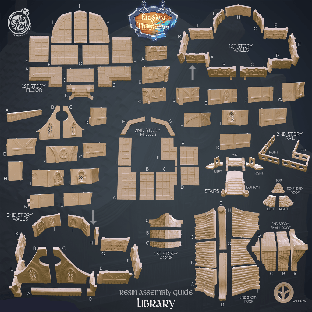 3D Printed Cast n Play Library Kingdom Of Thamarya 28mm 32mm D&D