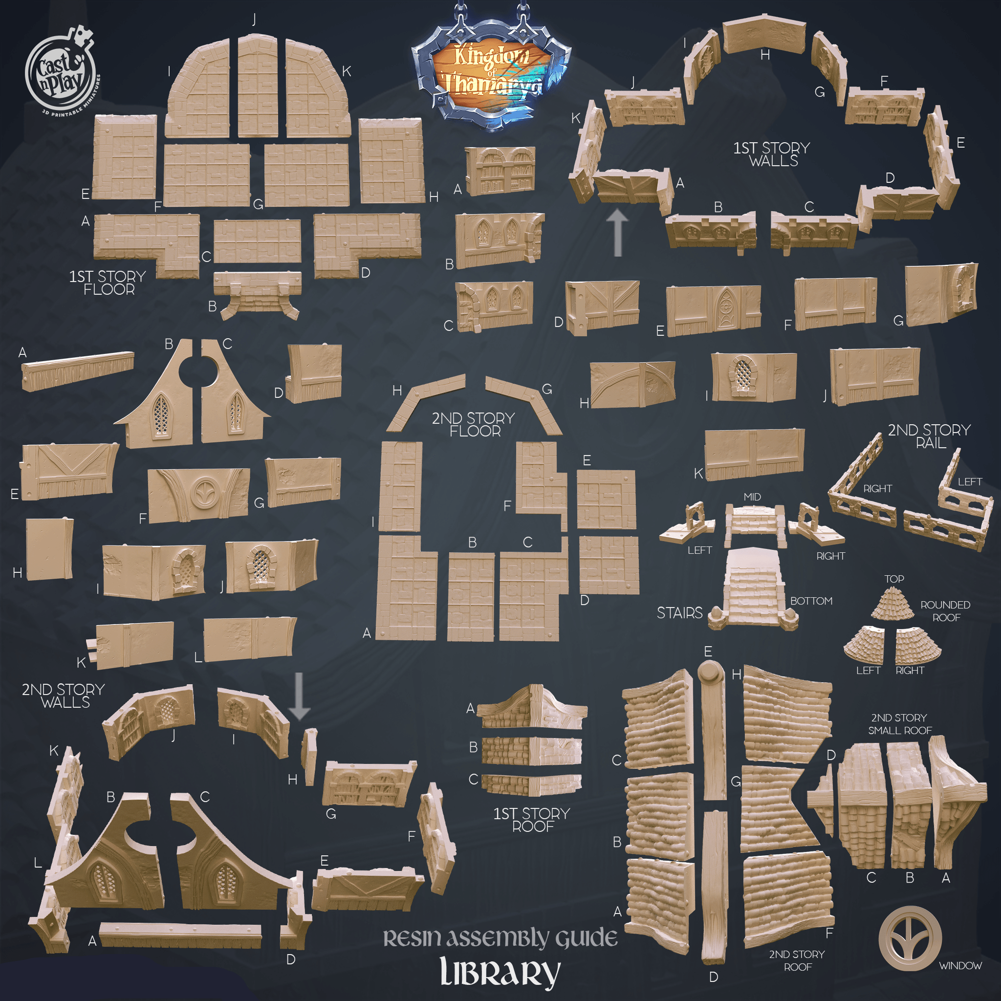 3D Printed Cast n Play Library Kingdom Of Thamarya 28mm 32mm D&D