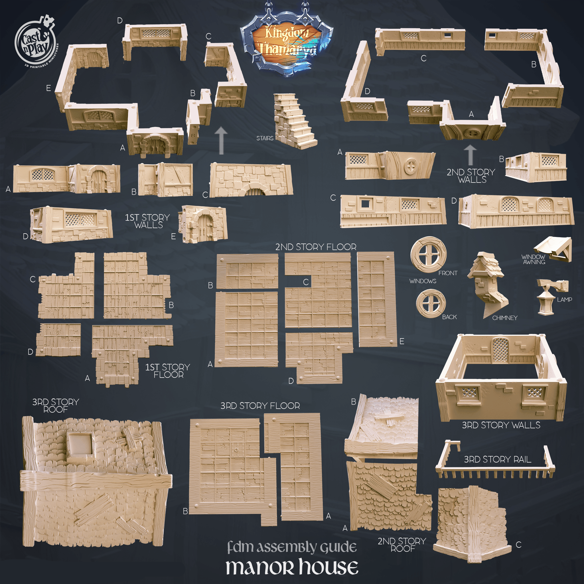 3D Printed Cast n Play Mannor House Kingdom Of Thamarya 28mm 32mm D&D