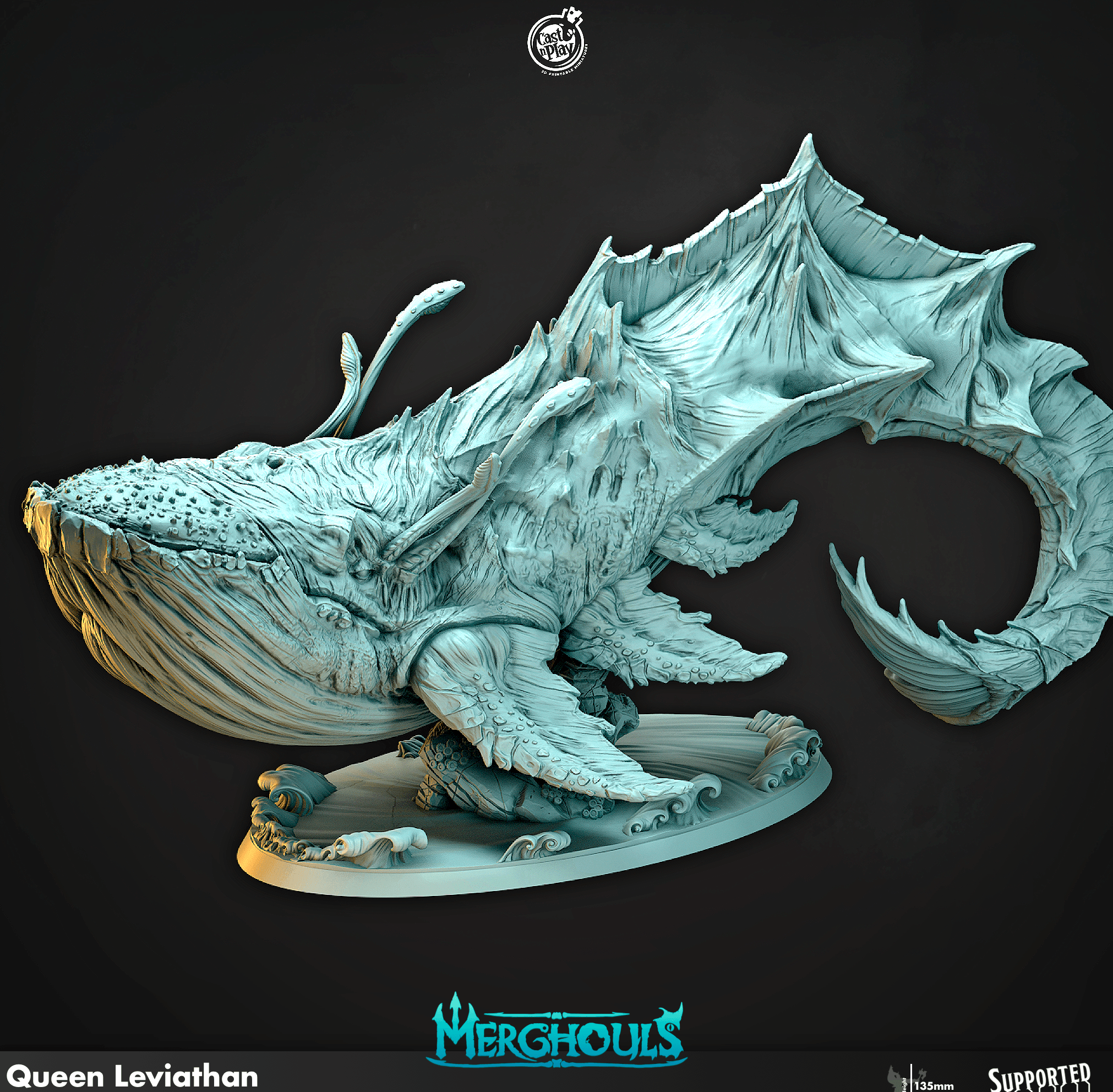 3D Printed Cast n Play Merghouls Queen Leviathan 28mm 32mm D&D