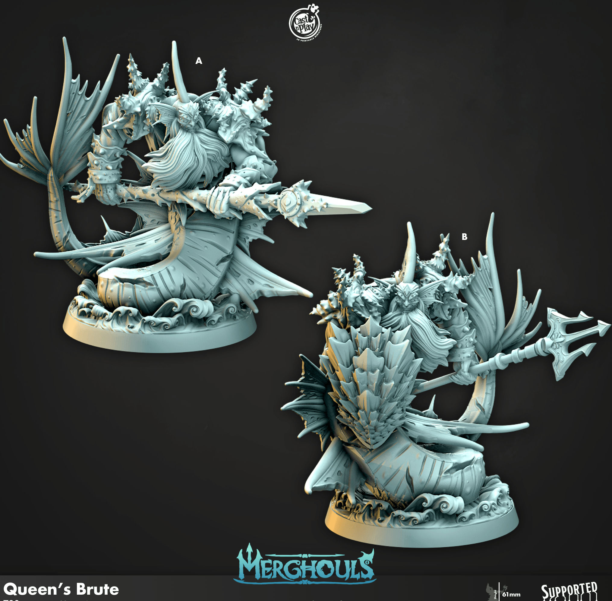 3D Printed Cast n Play Merghouls Queens Brute 28mm 32mm D&D