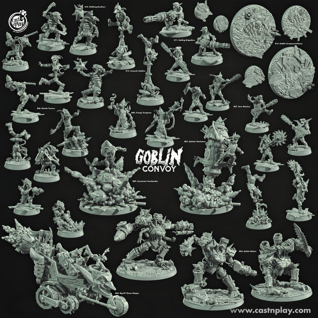 3D Printed Cast n Play Missile Tossers The Goblin Convoy 28mm 32mm D&D