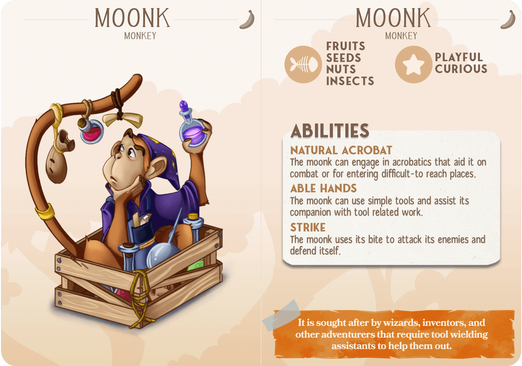 3D Printed Cast n Play Moonk - Monkey Companions 28mm 32mm D&D