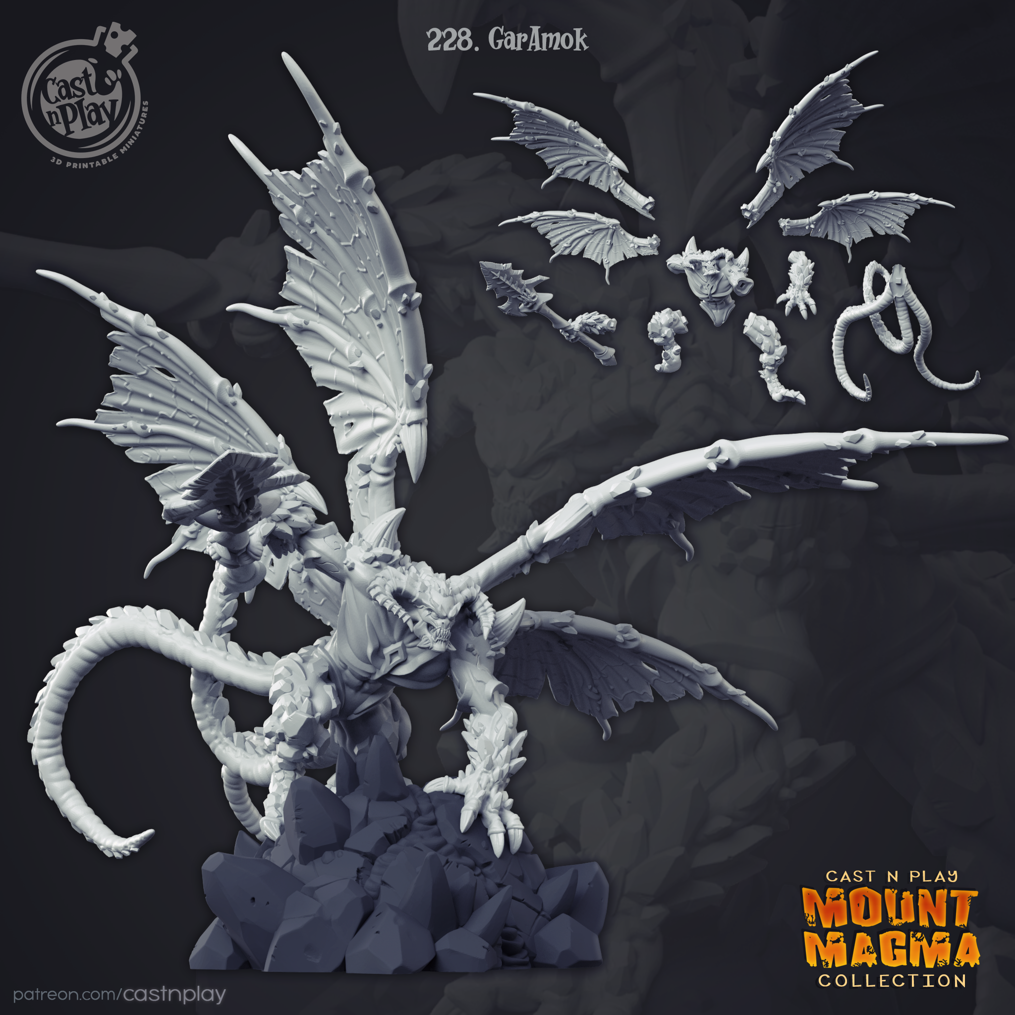 3D Printed Cast n Play Mount Magma Collection - GarAmok  28mm 32mm D&D