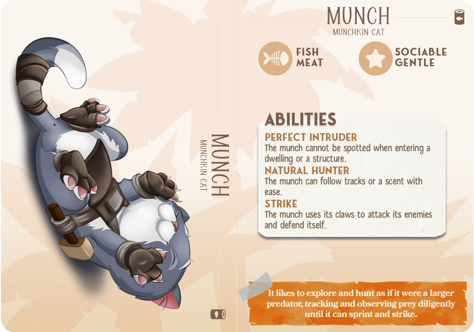 3D Printed Cast n Play Munch - Munchkin Cat Companions 28mm 32mm D&D