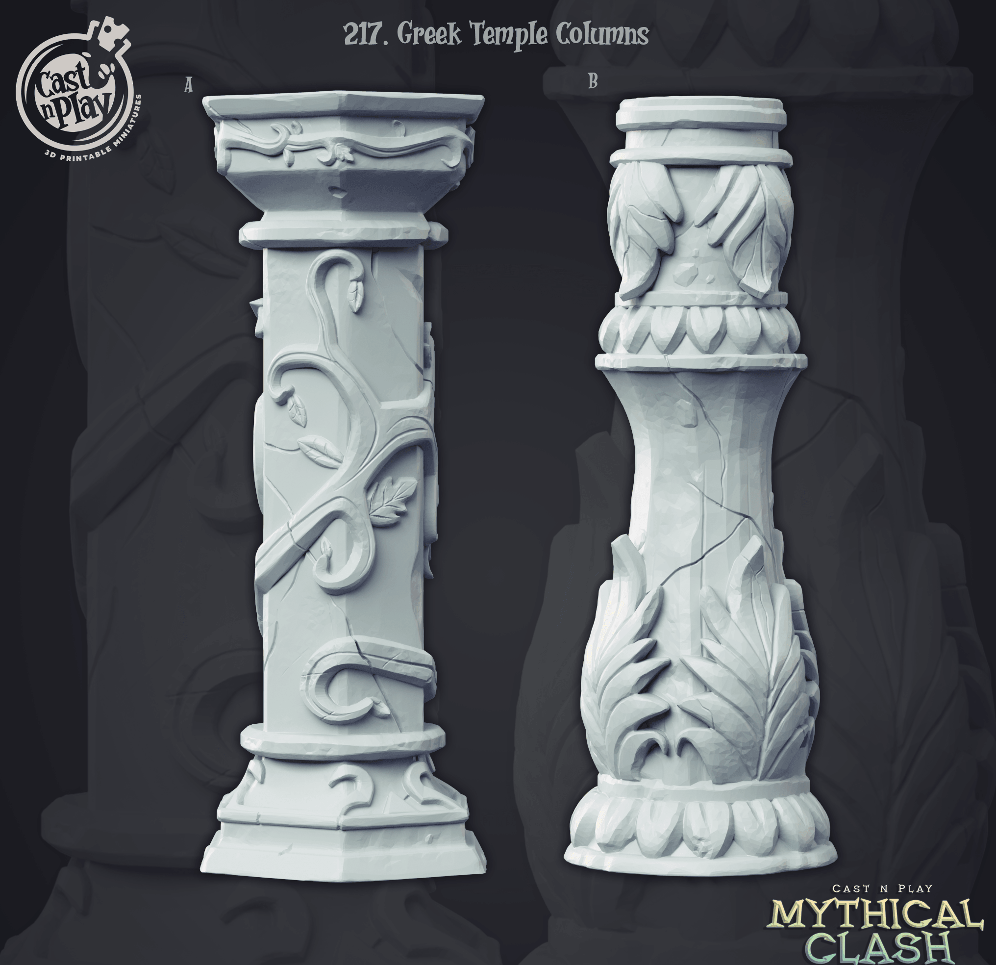 3D Printed Cast n Play Mythical Clash Collection - Greek Temple Columns 28mm 32mm D&D