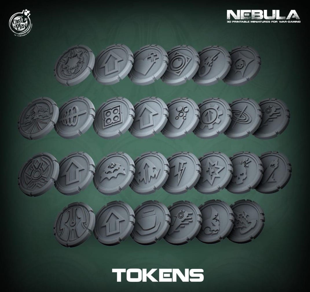 3D Printed Cast n Play Nebula Faction Tokens Nebula All Out War 28mm 32mm D&D