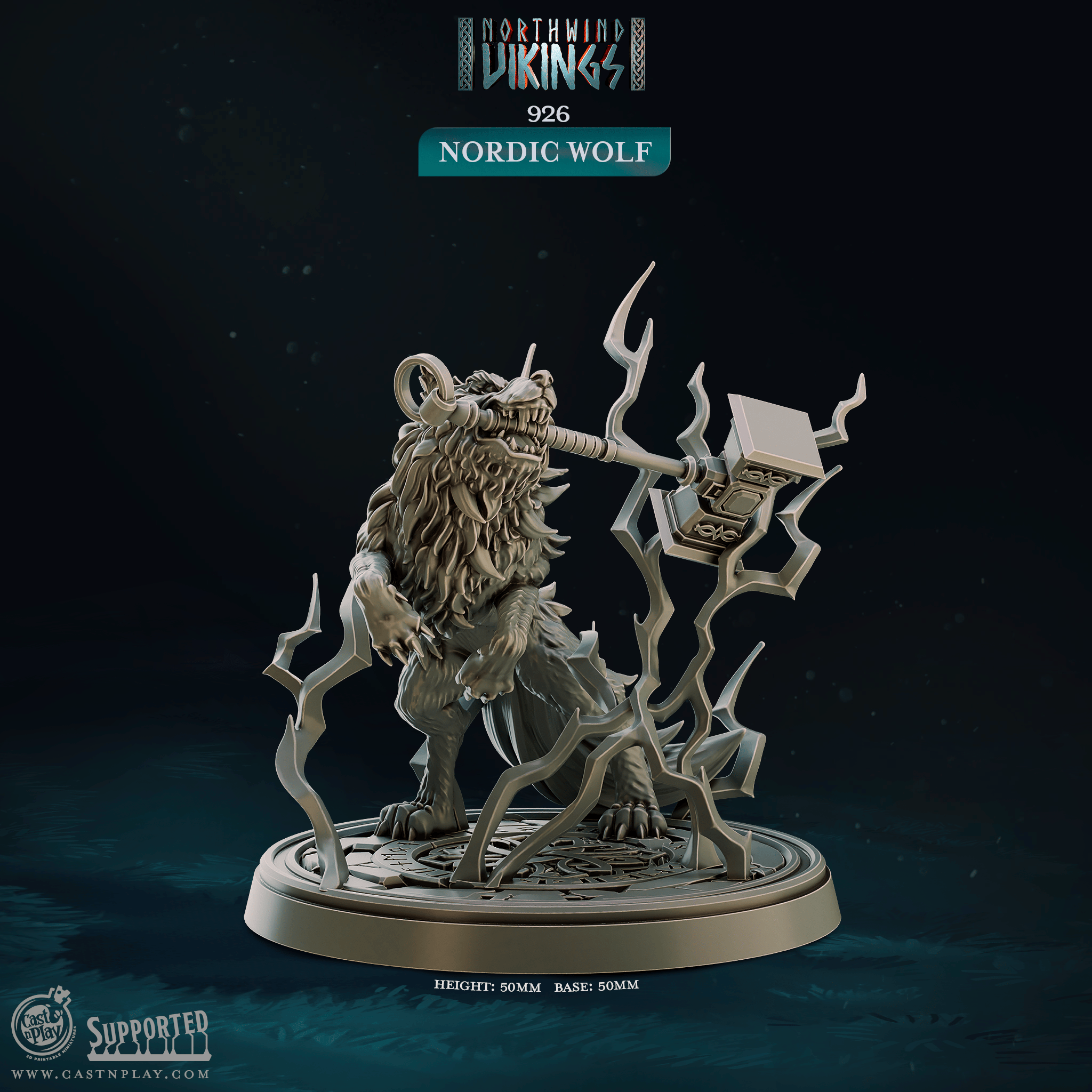 3D Printed Cast n Play Nordic Wolf Northwind Vikings 28mm 32mm D&D