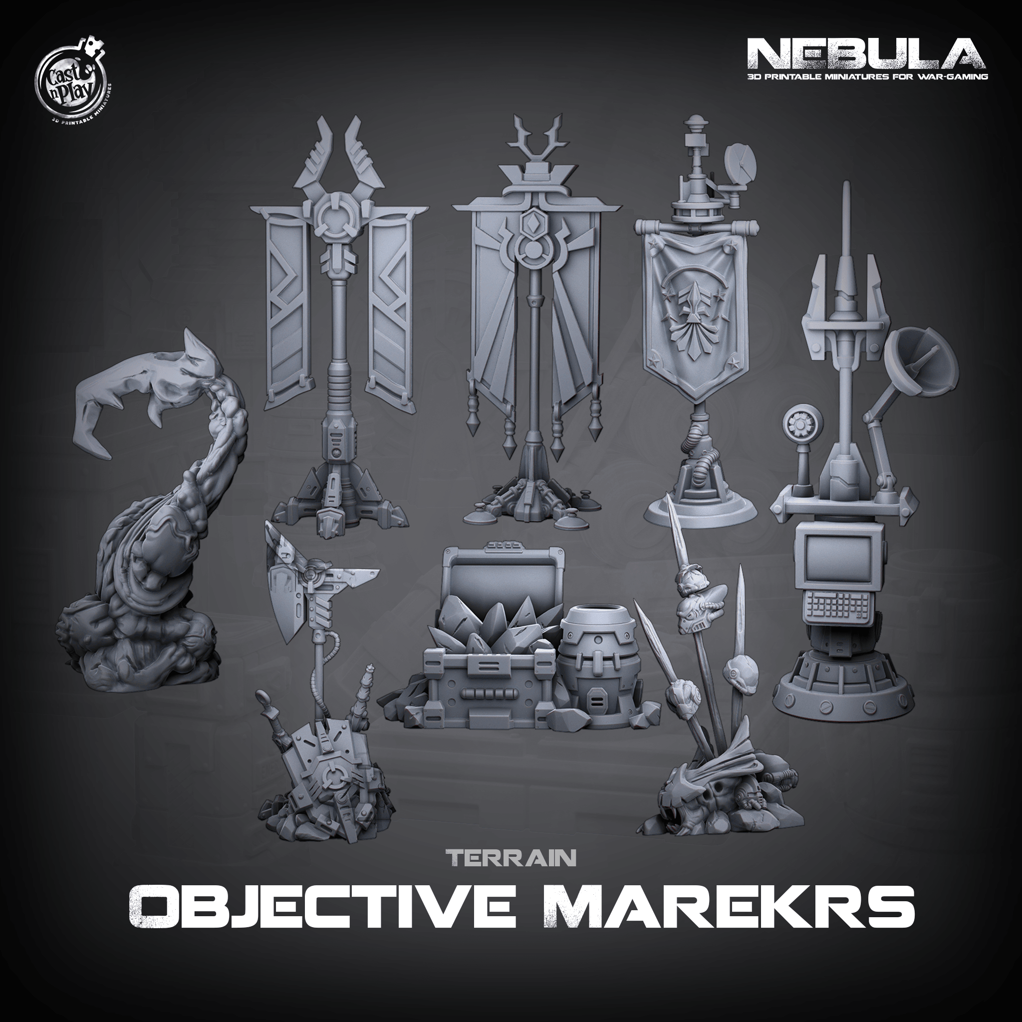 3D Printed Cast n Play Objective Markers Nebula Origins 28mm 32mm D&D