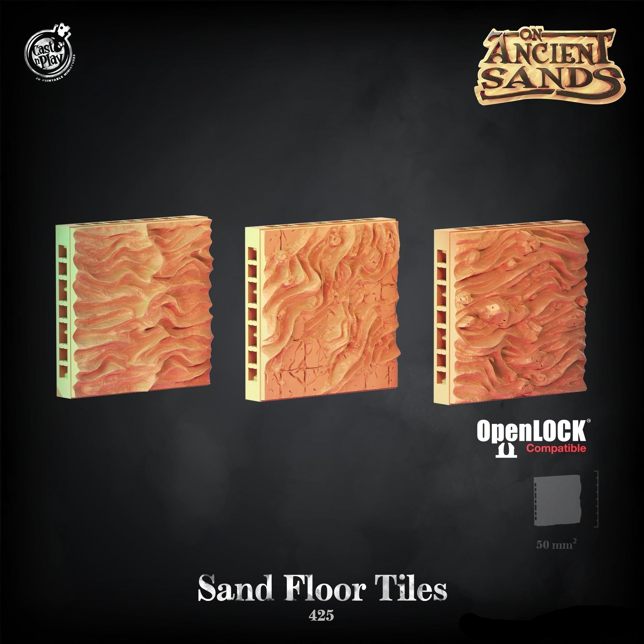 3D Printed Cast n Play On Ancient Sands - Sand Floor Tiles 28mm 32mm D&D