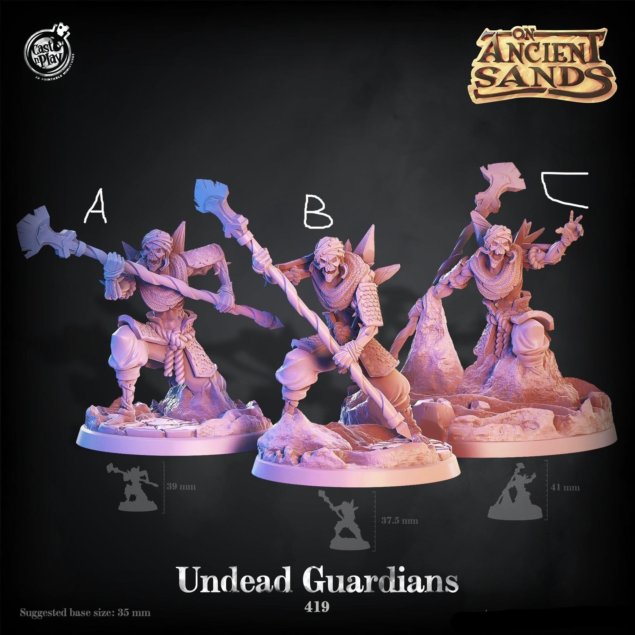 3D Printed Cast n Play On Ancient Sands - Undead Guardians 28mm 32mm D&D