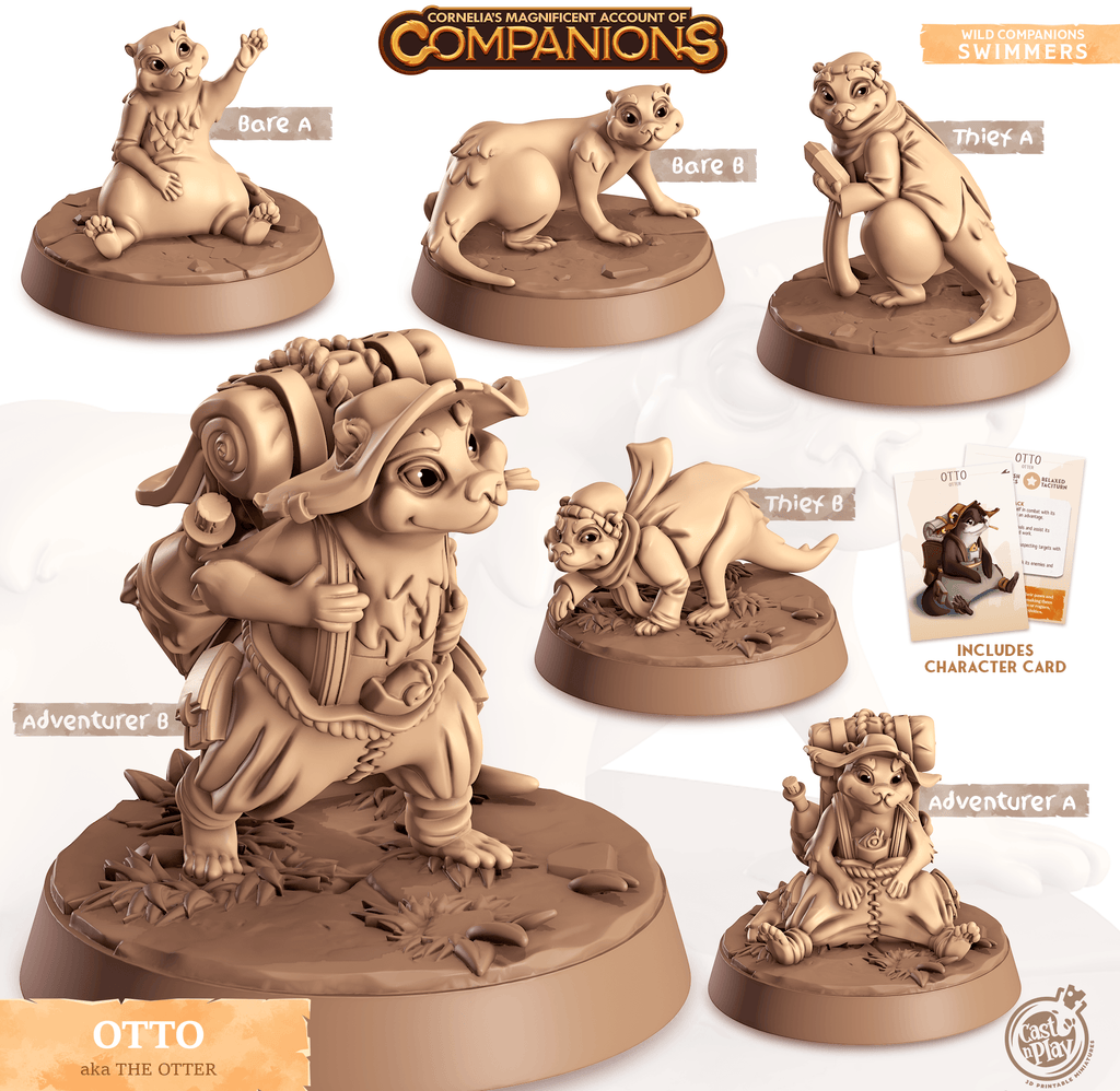3D Printed Cast n Play Otto - Otter Companions 28mm 32mm D&D