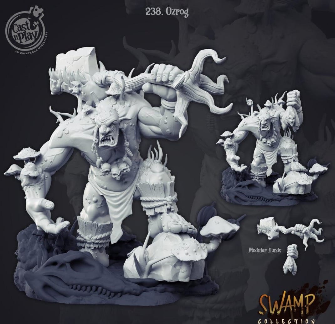 3D Printed Cast n Play Ozrog Troll Swamp Collection 28mm 32mm D&D