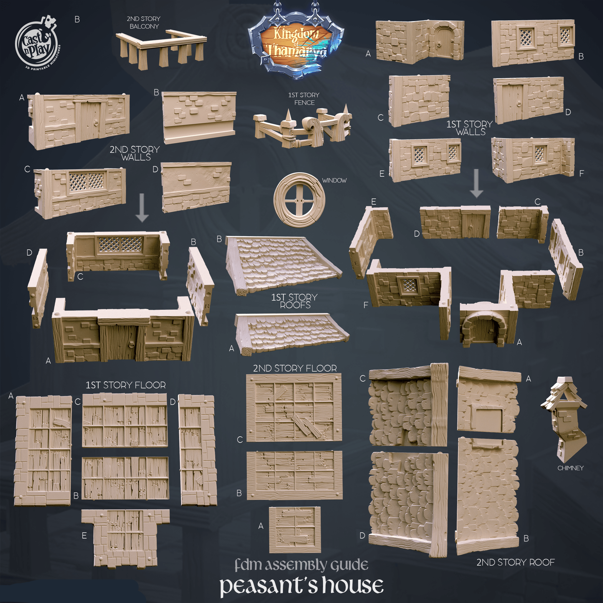 3D Printed Cast n Play Peasant's House Kingdom Of Thamarya 28mm 32mm D&D