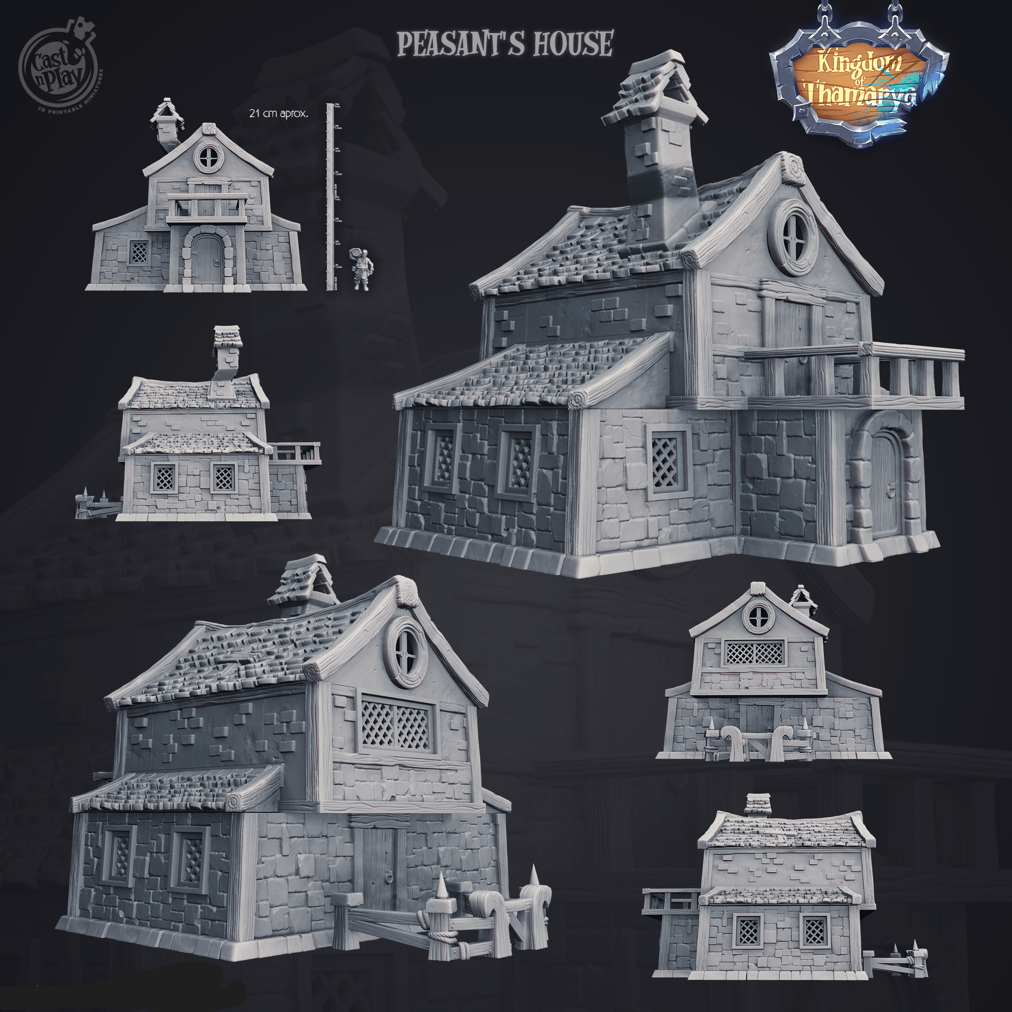 3D Printed Cast n Play Peasant's House Kingdom Of Thamarya 28mm 32mm D&D