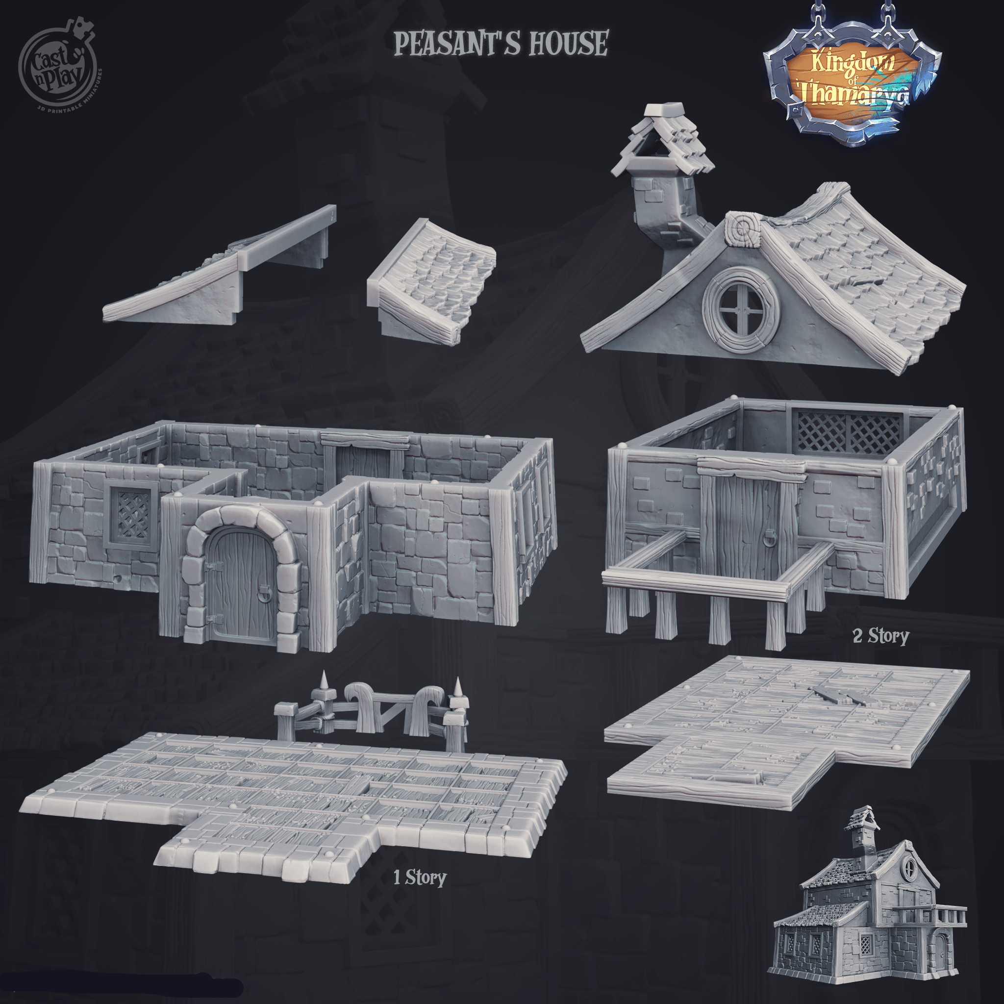 3D Printed Cast n Play Peasant's House Kingdom Of Thamarya 28mm 32mm D&D