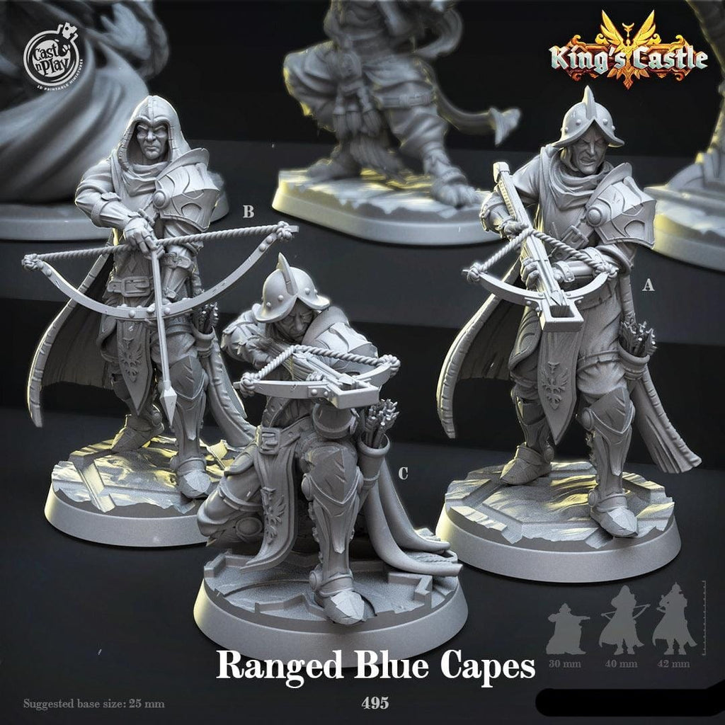 3D Printed Cast n Play Ranged Blue Capes 28mm 32mm D&D