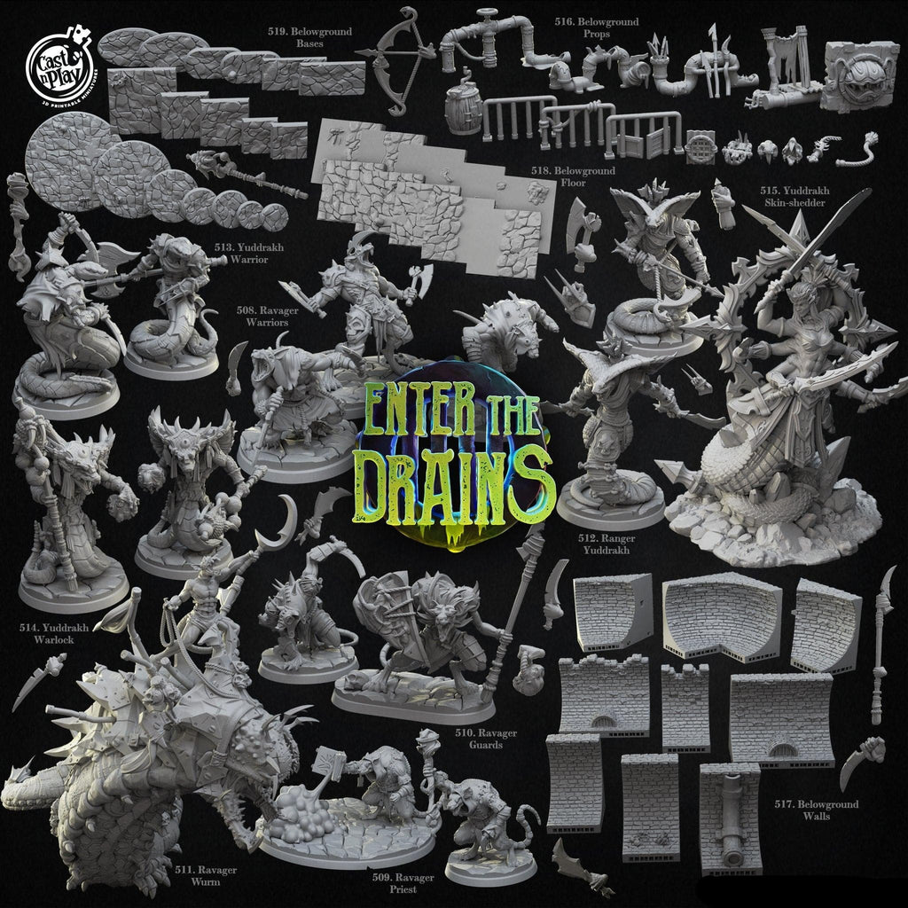3D Printed Cast n Play Ravager Warriors Enter the Drains 28mm 32mm D&D