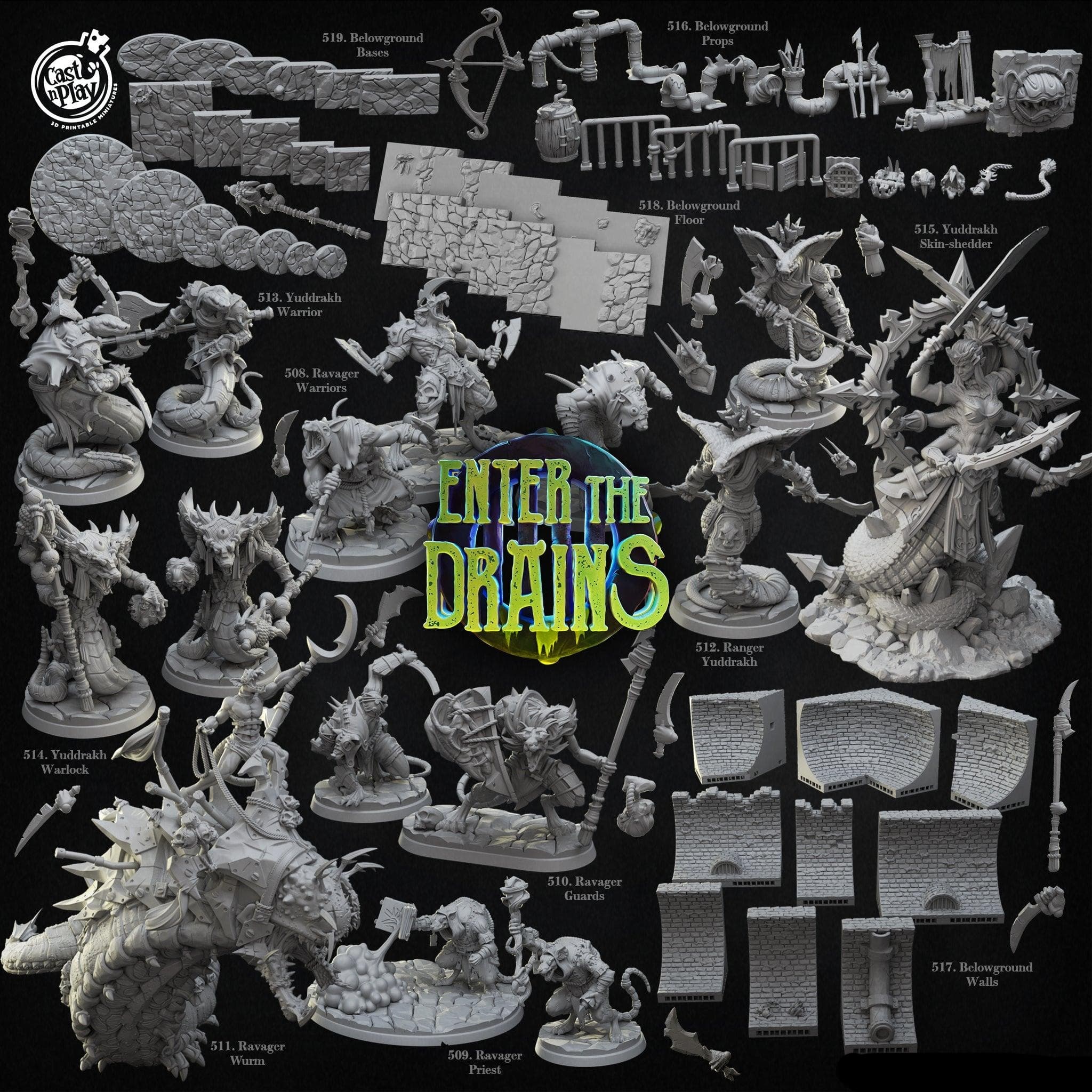 3D Printed Cast n Play Ravager Warriors Enter the Drains 28mm 32mm D&D