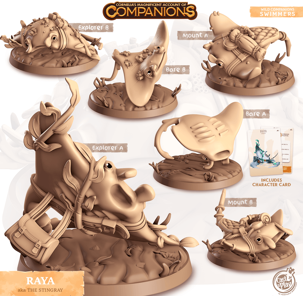 3D Printed Cast n Play Raya - Stingray Companions 28mm 32mm D&D