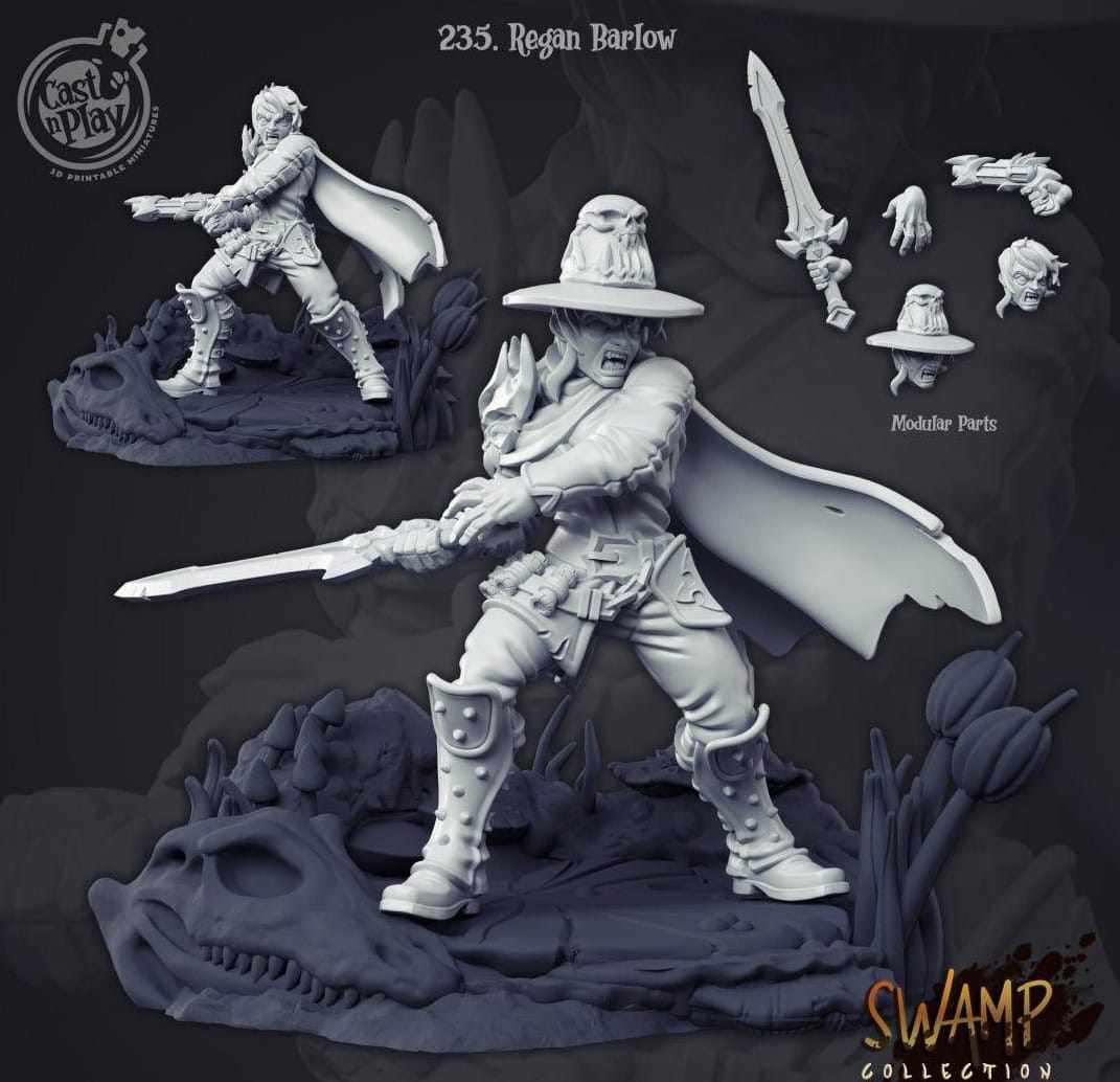 3D Printed Cast n Play Regan Barlow Swamp Collection 28mm 32mm D&D