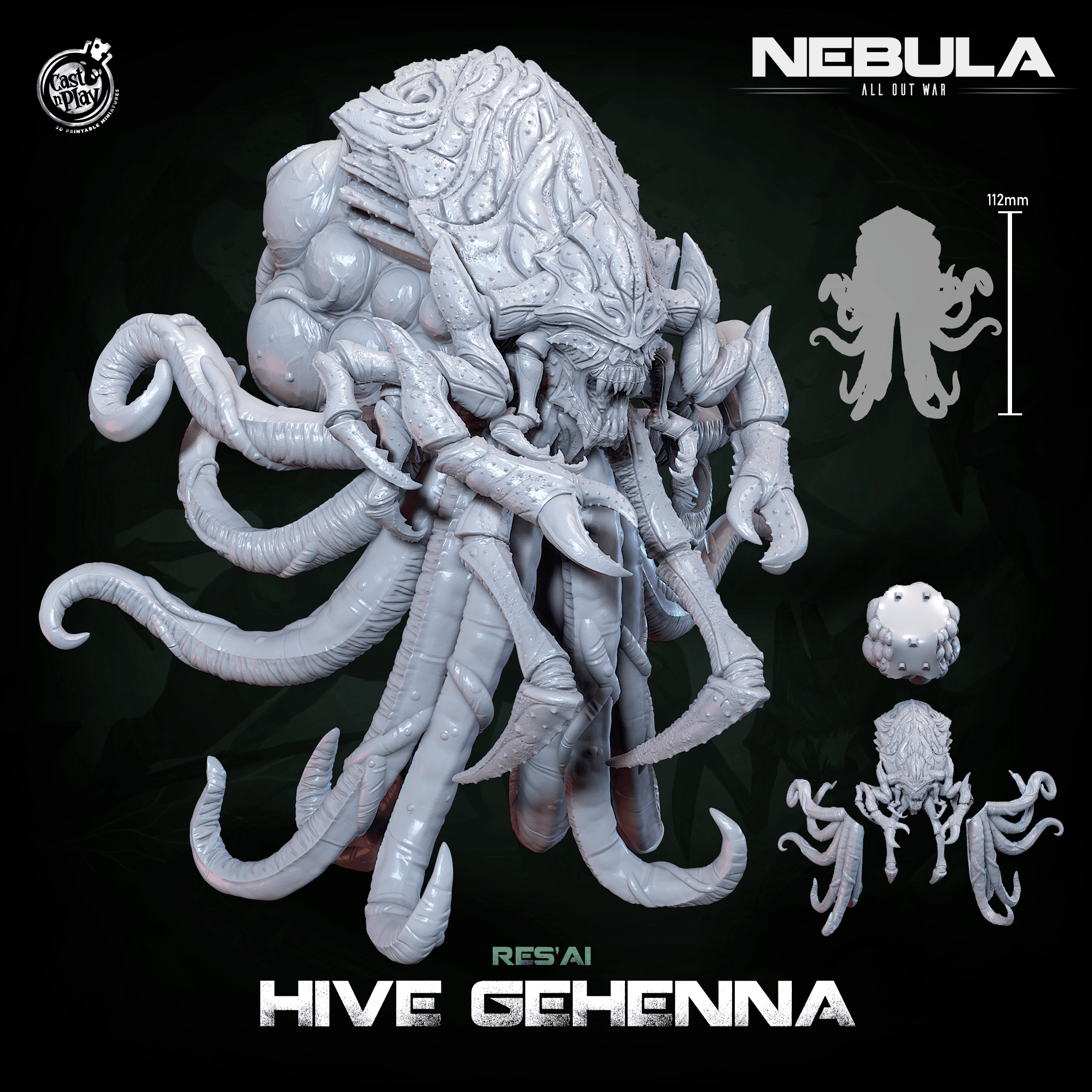 3D Printed Cast n Play Res'Ai Hive Gehenna (Titan) Nebula All Out War 28mm 32mm D&D