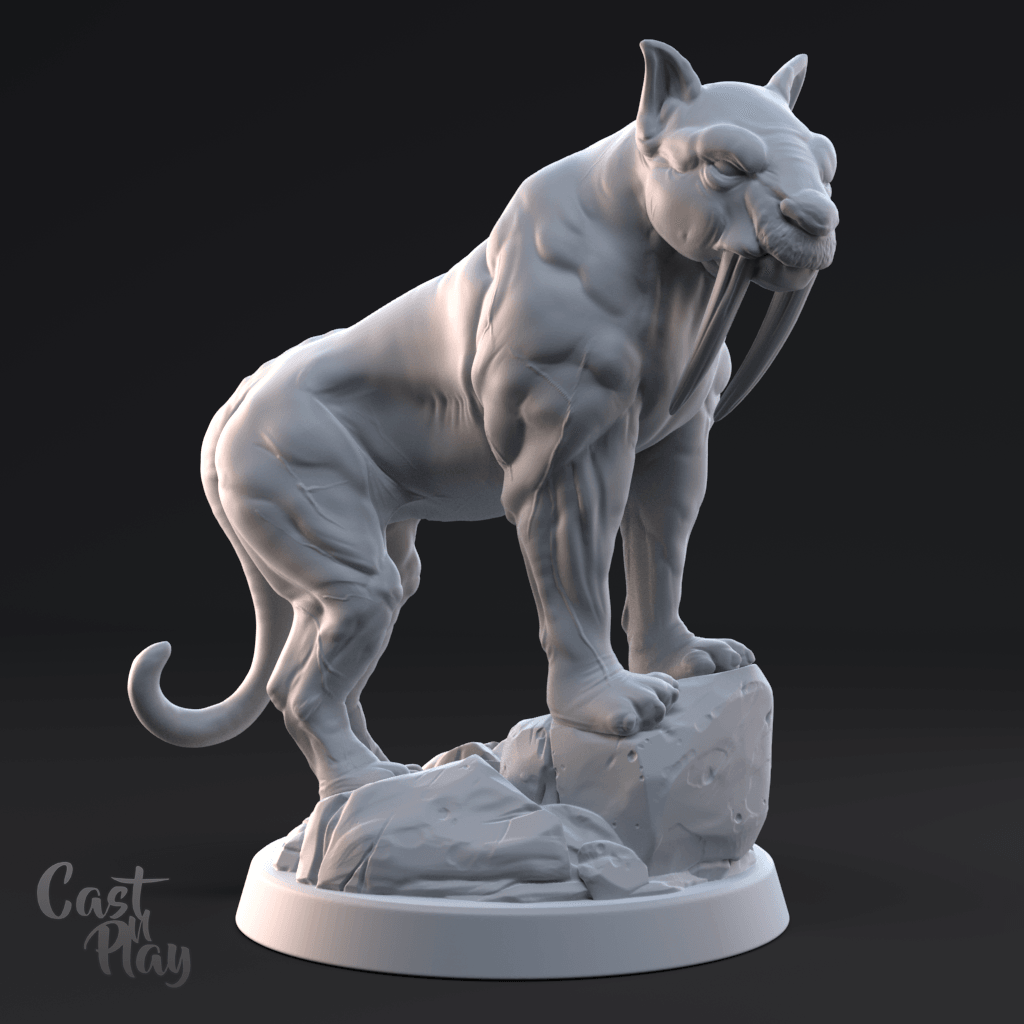 3D Printed Cast n Play - Sabertooth Tiger 28mm 32mm D&D