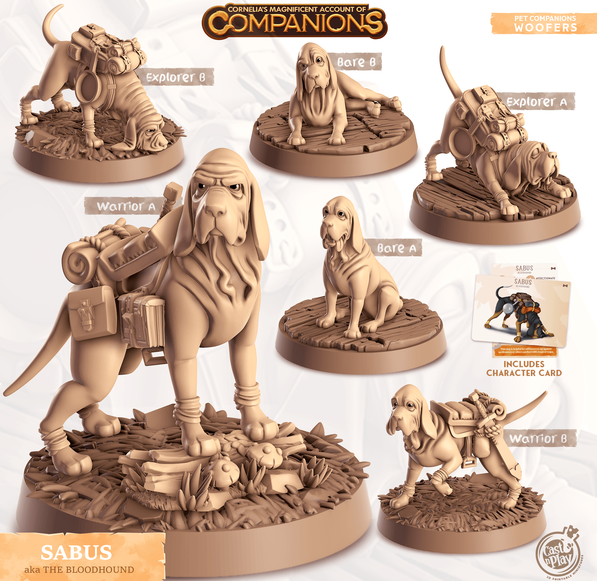 3D Printed Cast n Play Sabus - The Bloodhound Companions 28mm 32mm D&D