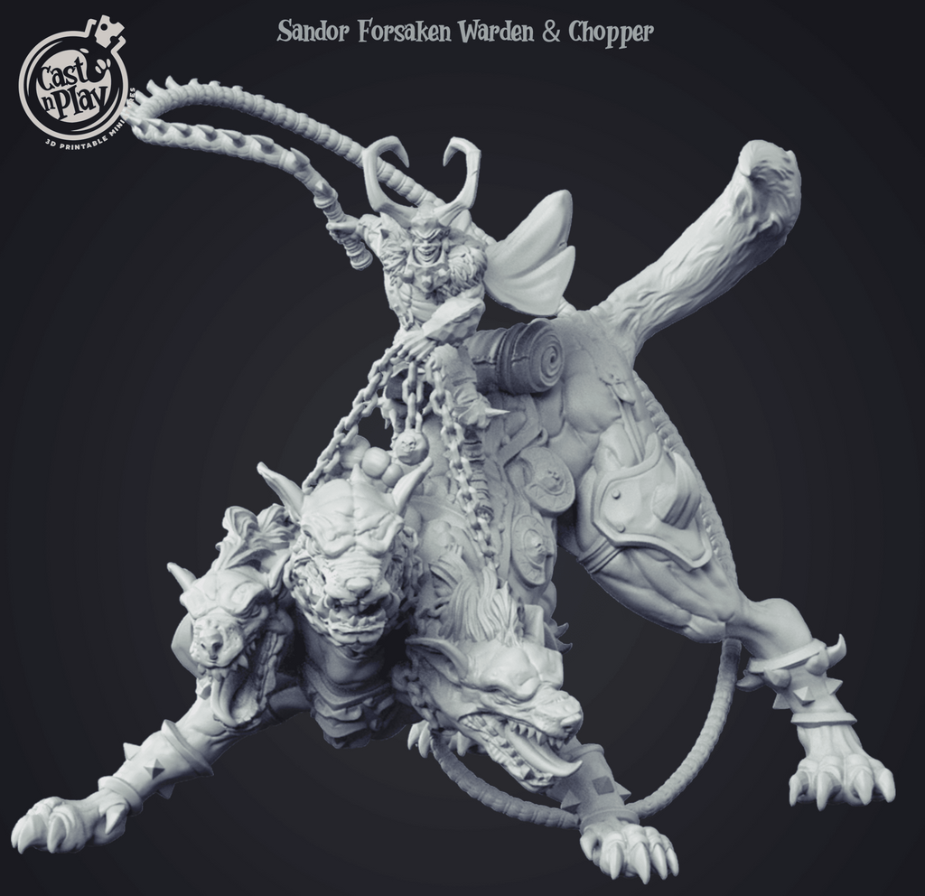 3D Printed Cast n Play - Sandor Forsaken Warden & Chopper 28mm 32mm D&D