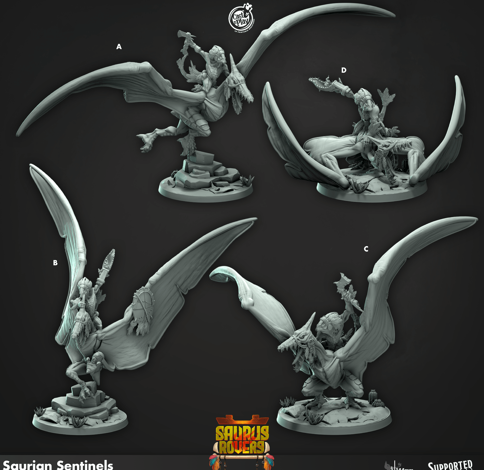3D Printed Cast n Play Saurian Sentinels Saurus Rovers Set 28mm 32mm D&D