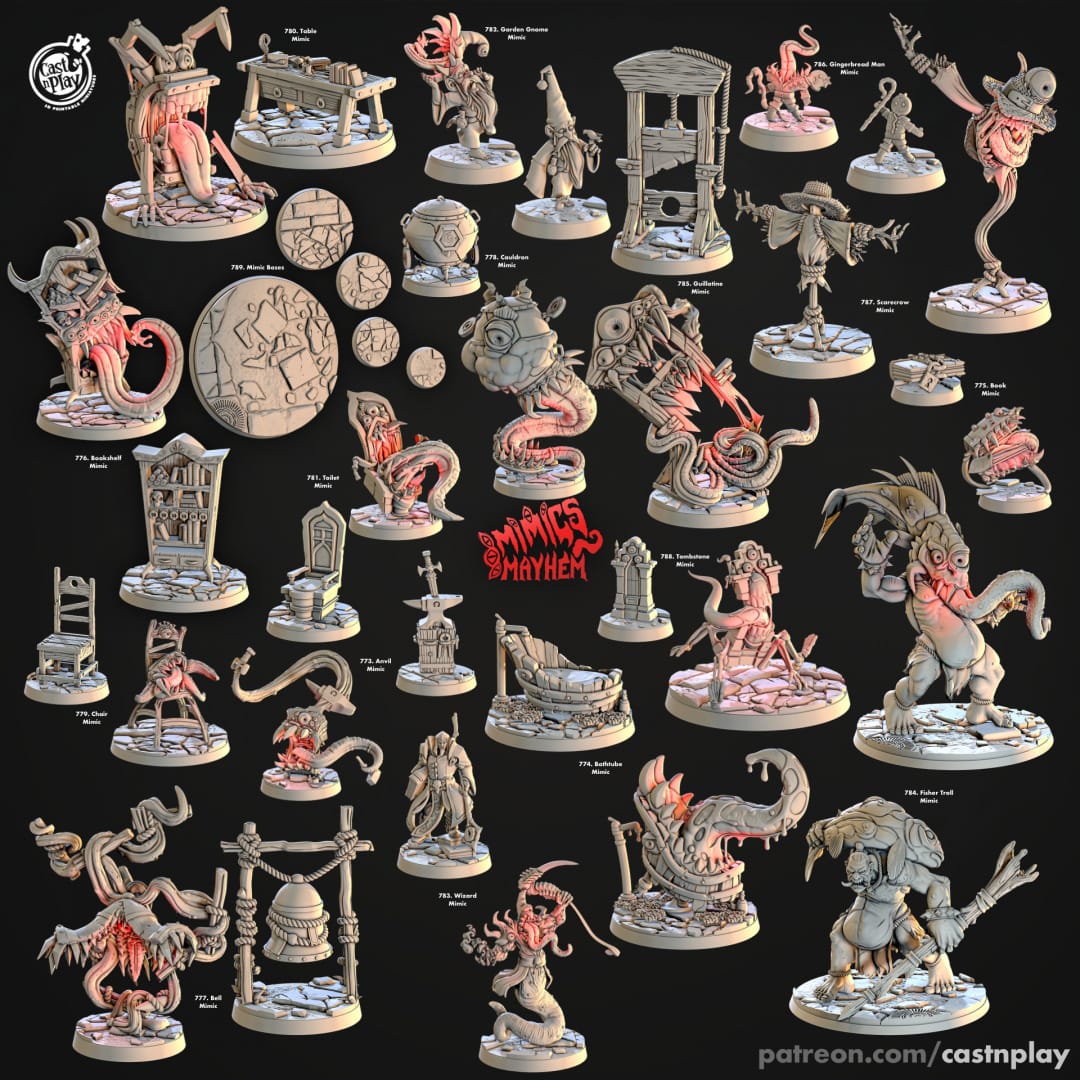 3D Printed Cast n Play Scarecrow Mimic Mimics Mayhem Set 28mm 32mm D&D