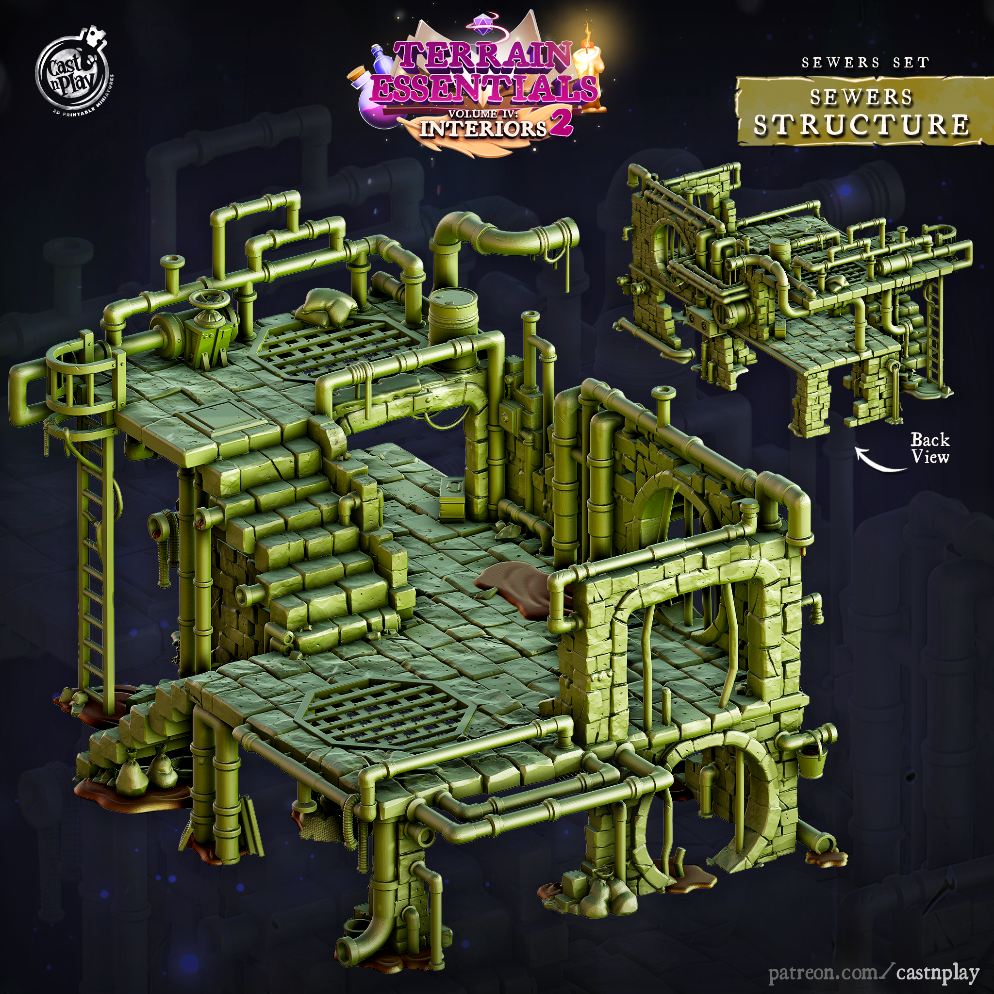3D Printed Cast n Play Sewers Structure Set 28mm 32mm D&D