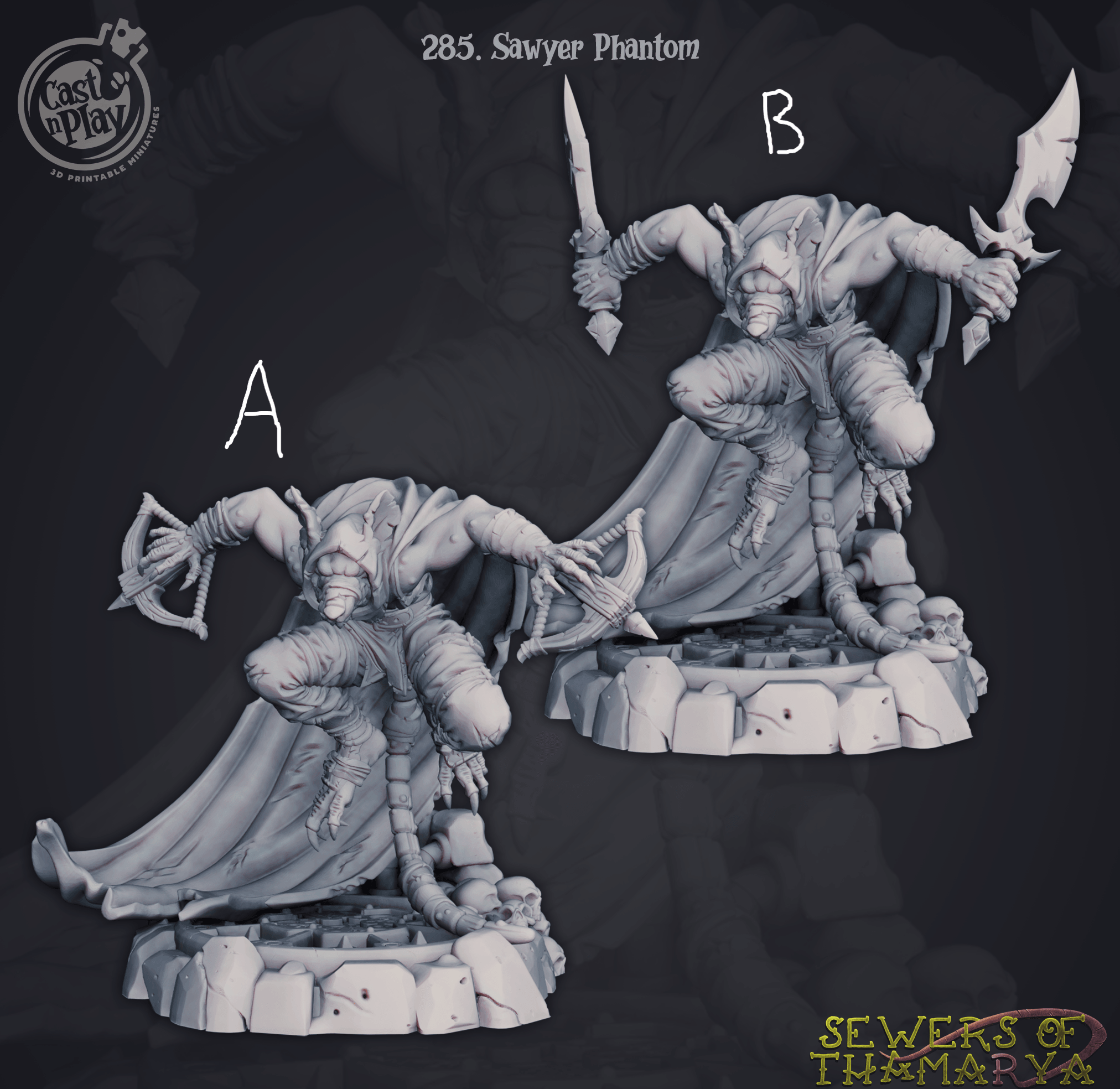 3D Printed Cast n Play Sewers of Thamarya - Sawyer Phantom 28mm 32mm D&D