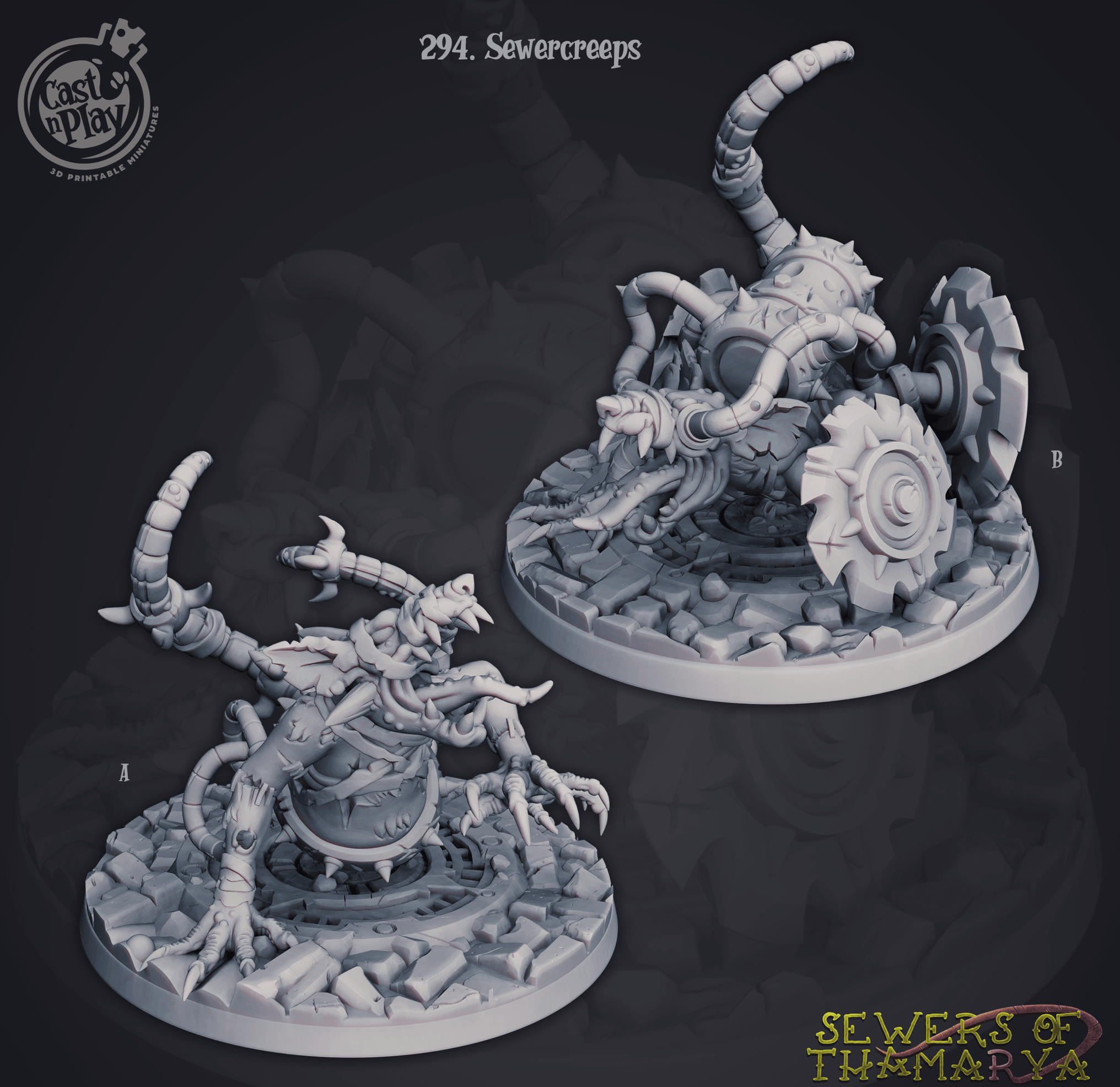 3D Printed Cast n Play Sewers of Thamarya - Sewercreeps 28mm 32mm D&D
