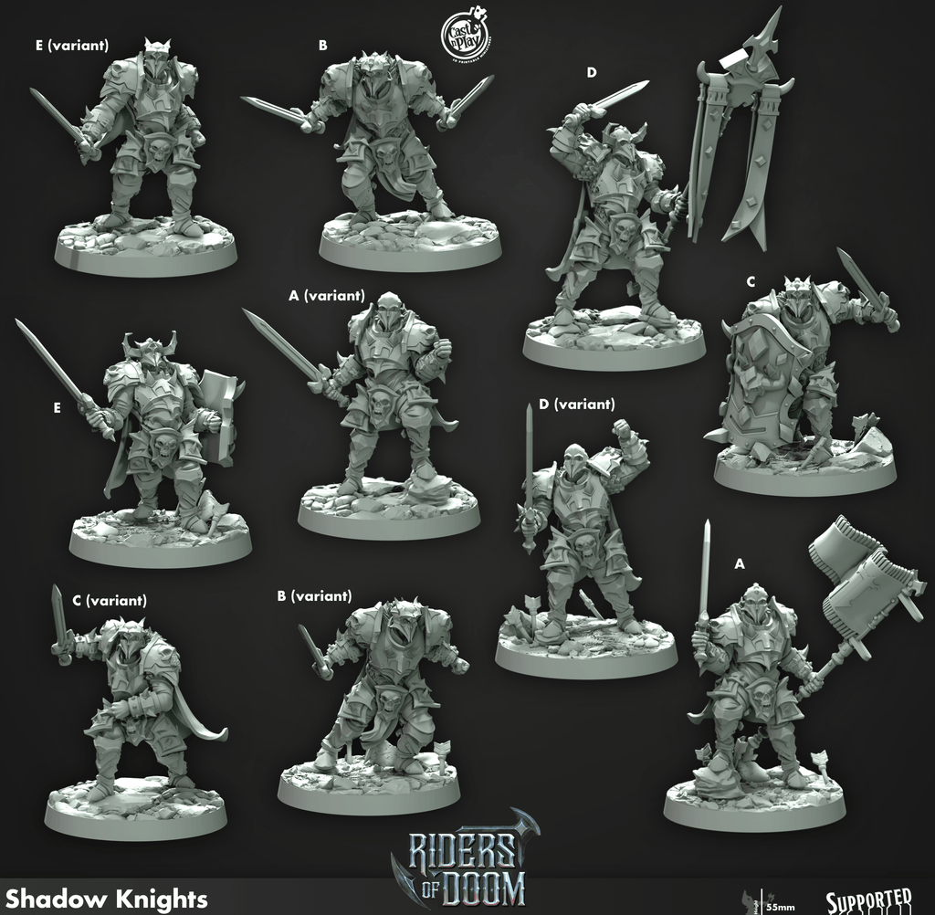 3D Printed Cast n Play Shadow Knights Riders of Doom Set 28mm 32mm D&D