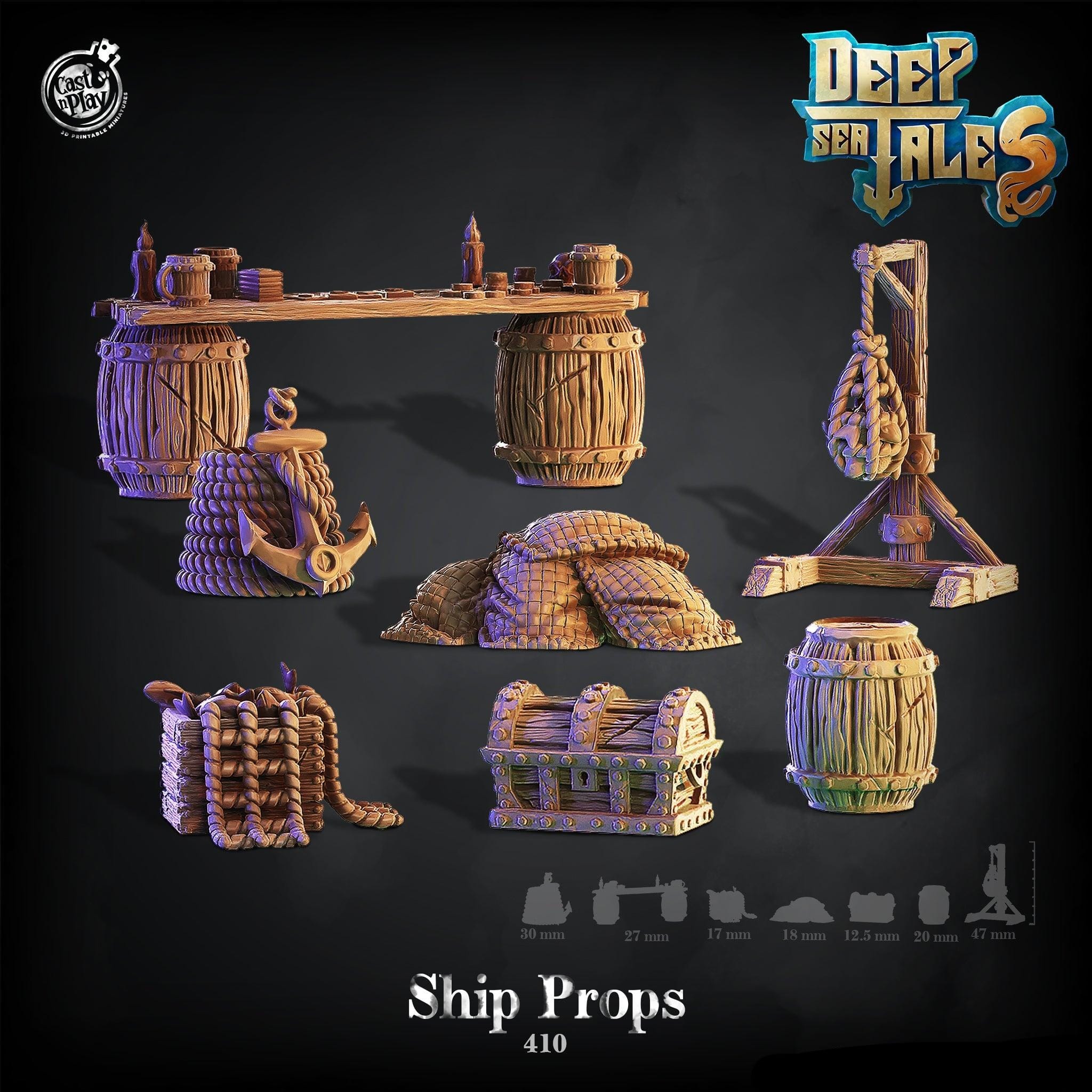 3D Printed Cast n Play Ship Props 28mm 32mm D&D